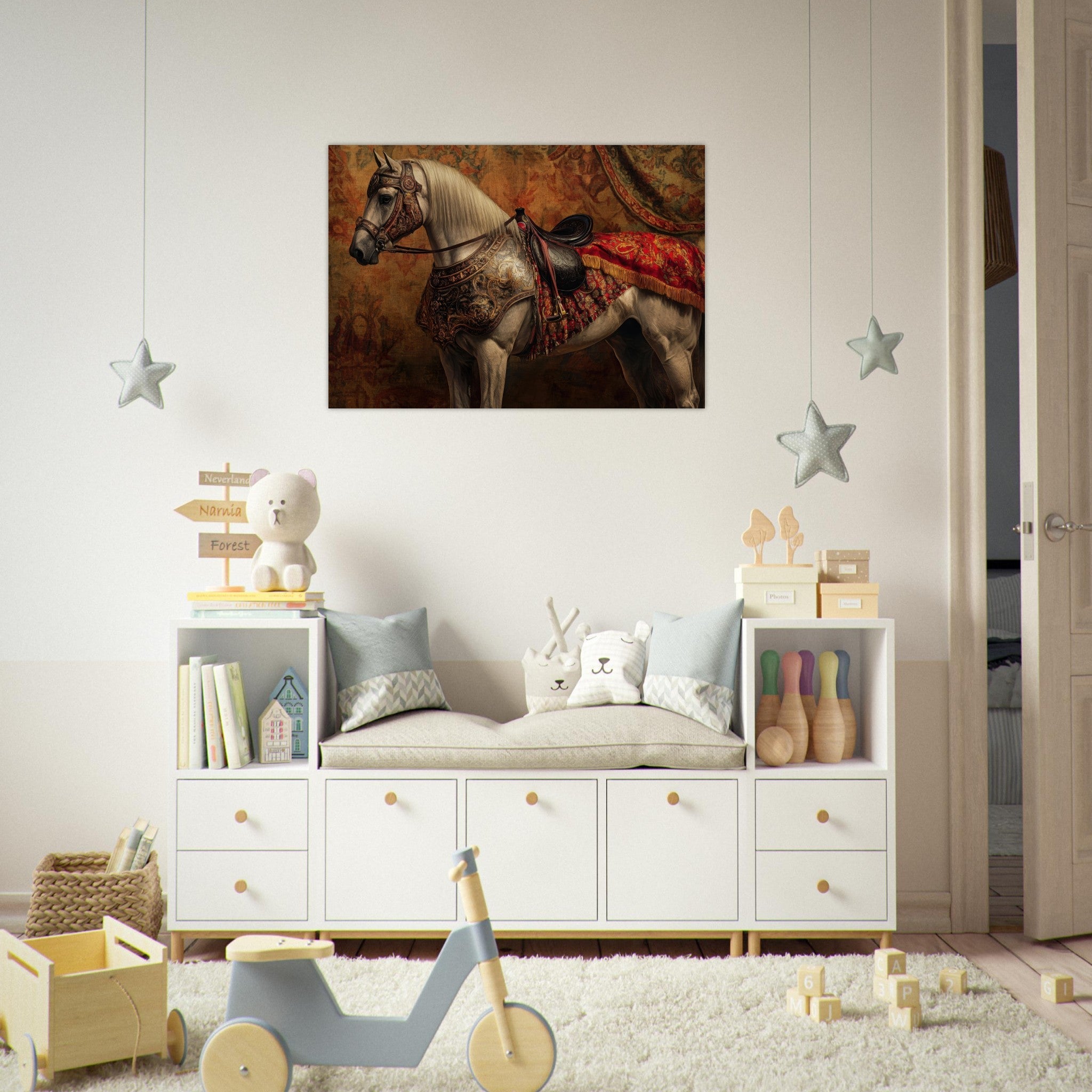 Aluminum Print Landscape - Renaissance Portrait of a Noble Horse A dignified 2 - Shop Ai Art WebShop - Digital Art online Store