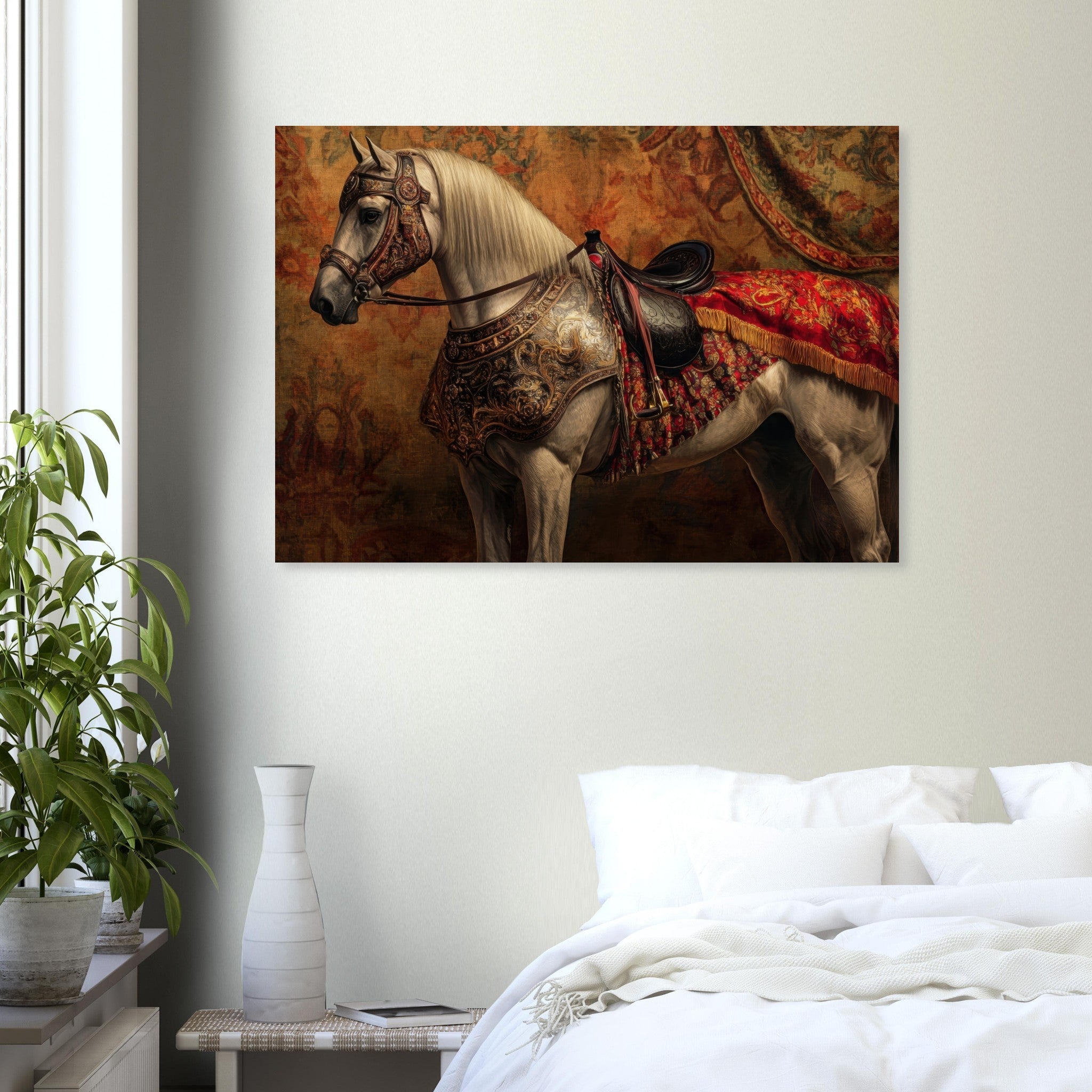 Aluminum Print Landscape - Renaissance Portrait of a Noble Horse A dignified 2 - Shop Ai Art WebShop - Digital Art online Store
