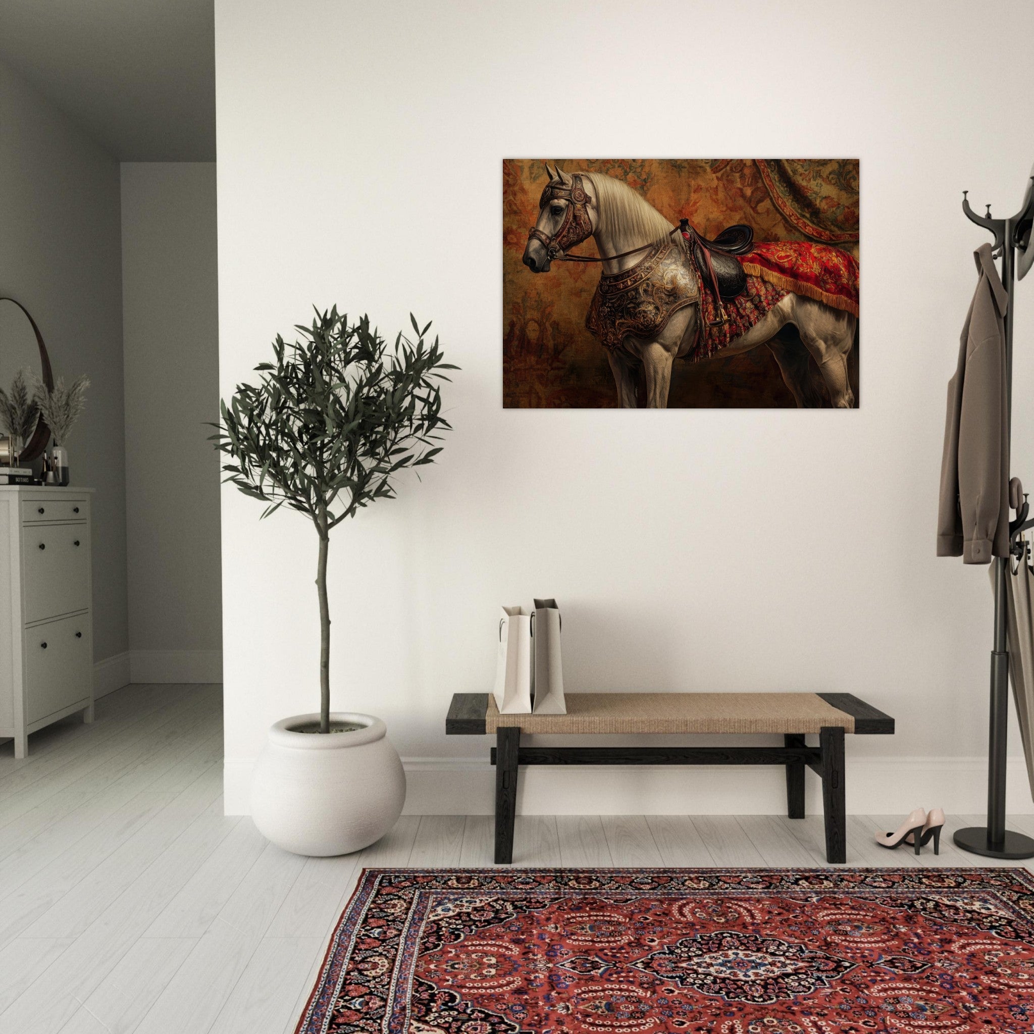 Aluminum Print Landscape - Renaissance Portrait of a Noble Horse A dignified 2 - Shop Ai Art WebShop - Digital Art online Store
