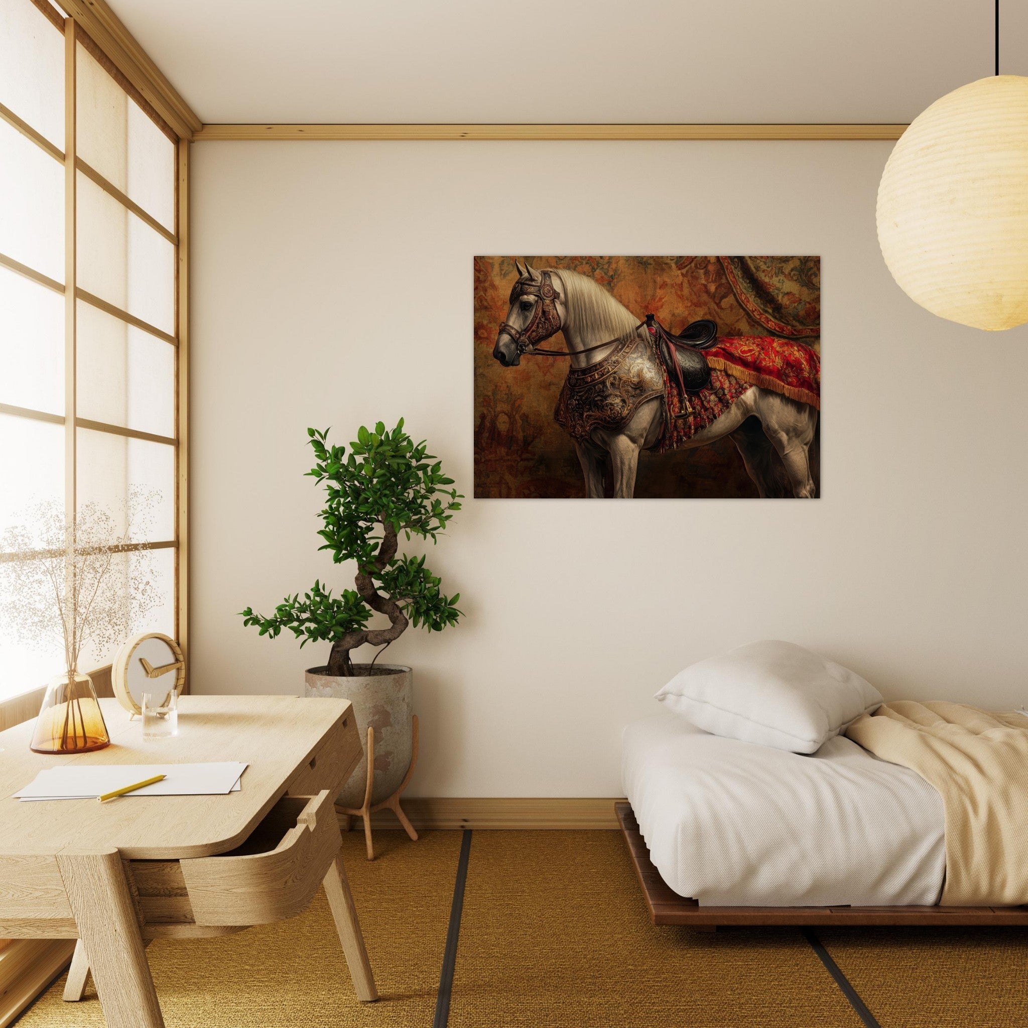 Aluminum Print Landscape - Renaissance Portrait of a Noble Horse A dignified 2 - Shop Ai Art WebShop - Digital Art online Store