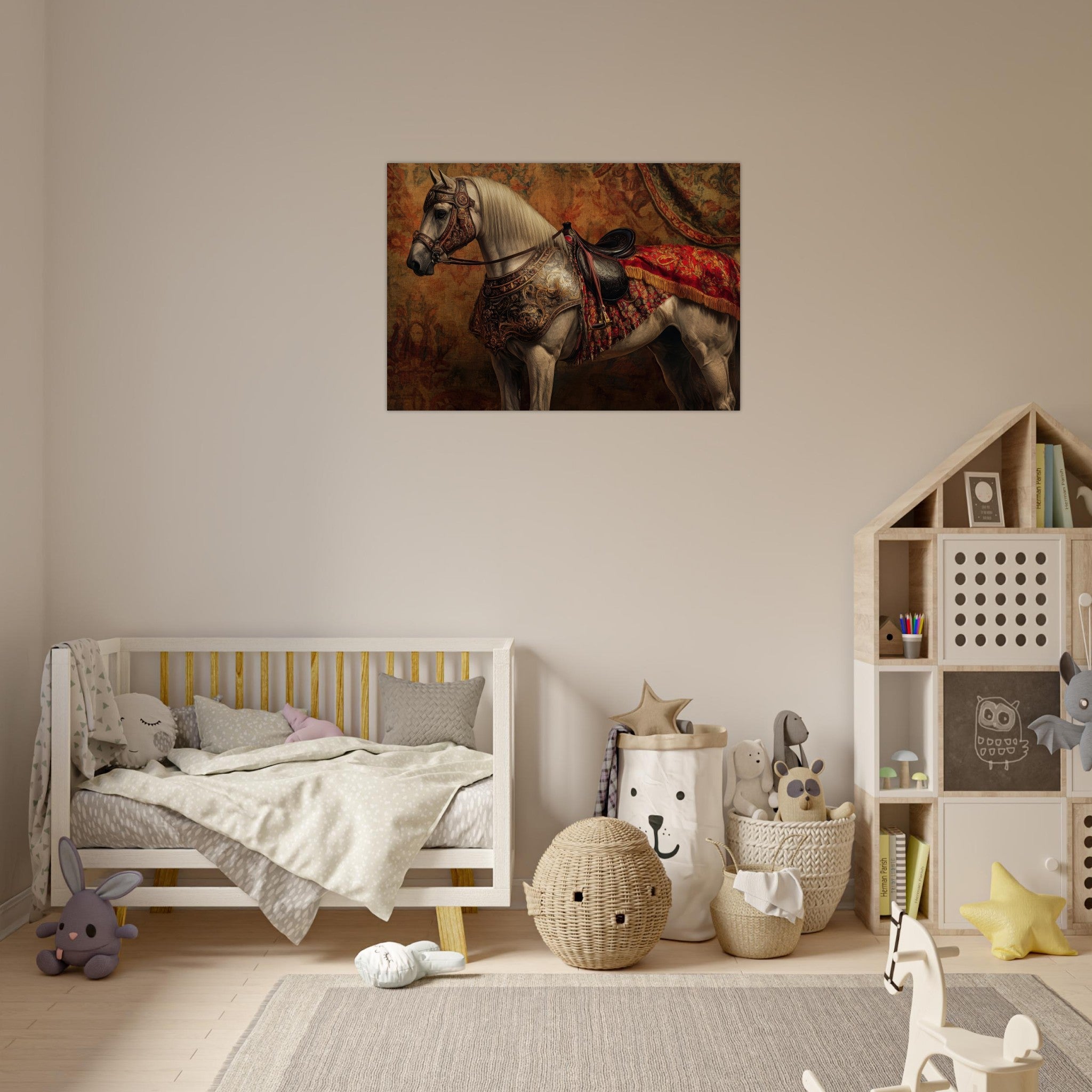 Aluminum Print Landscape - Renaissance Portrait of a Noble Horse A dignified 2 - Shop Ai Art WebShop - Digital Art online Store