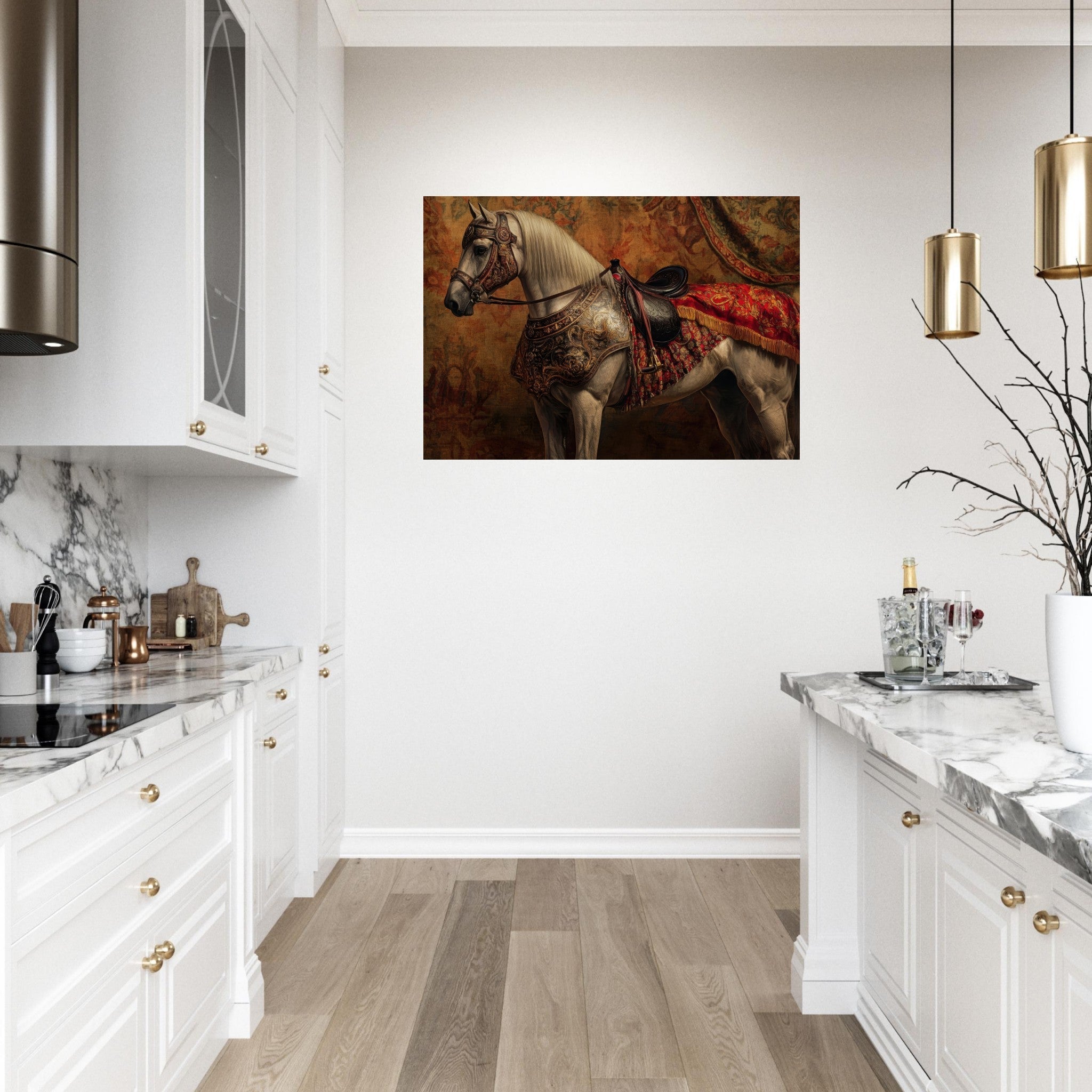 Aluminum Print Landscape - Renaissance Portrait of a Noble Horse A dignified 2 - Shop Ai Art WebShop - Digital Art online Store