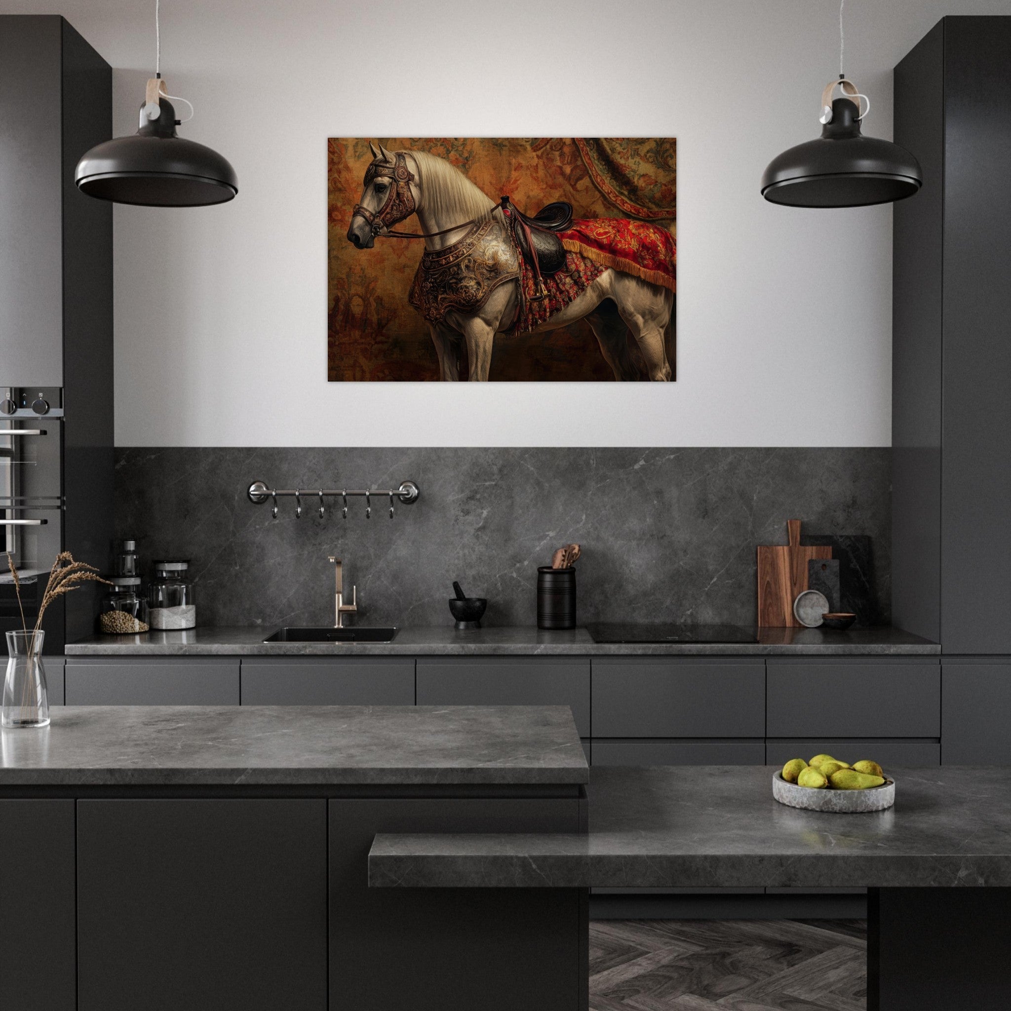 Aluminum Print Landscape - Renaissance Portrait of a Noble Horse A dignified 2 - Shop Ai Art WebShop - Digital Art online Store