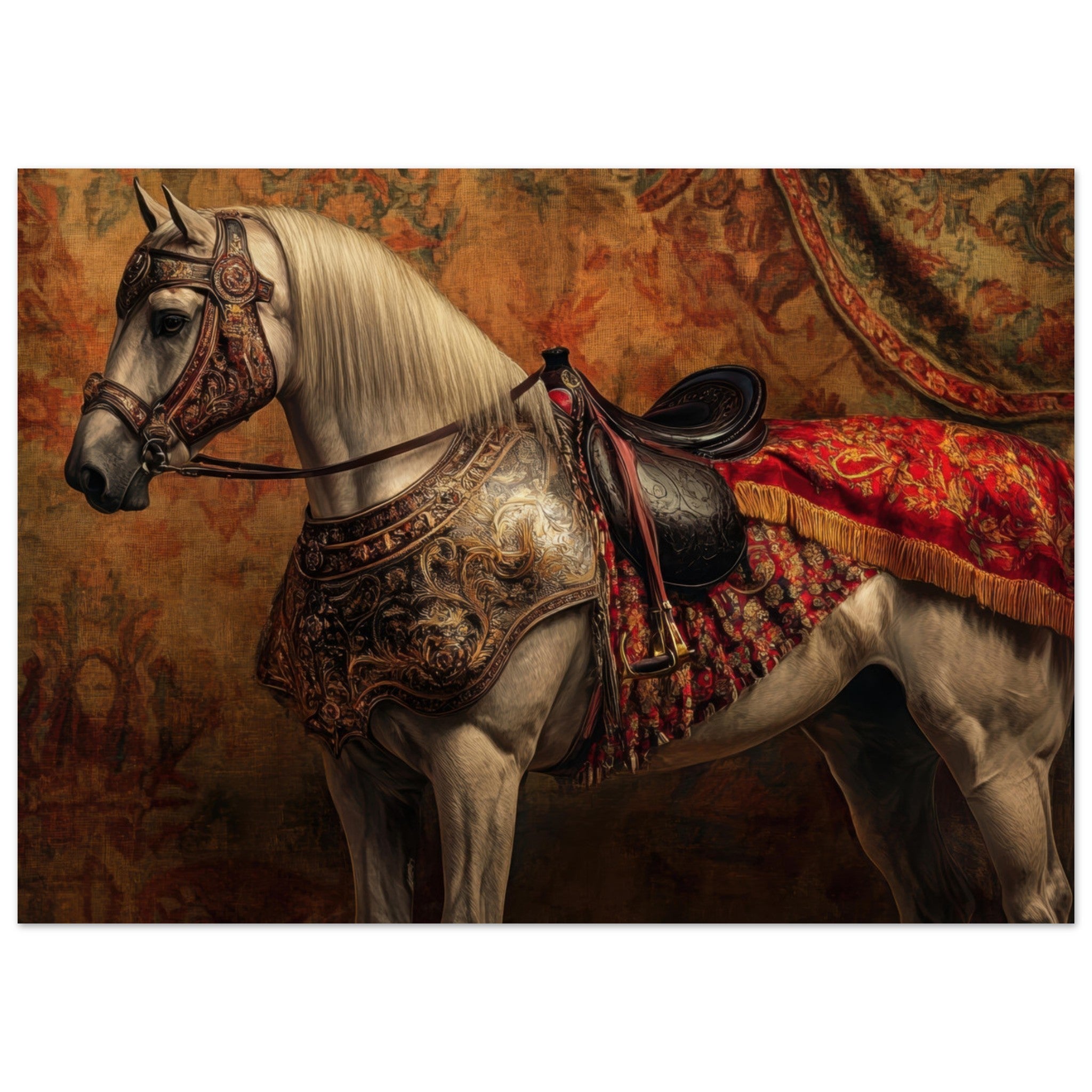 Aluminum Print Landscape - Renaissance Portrait of a Noble Horse A dignified 2 - Shop Ai Art WebShop - Digital Art online Store