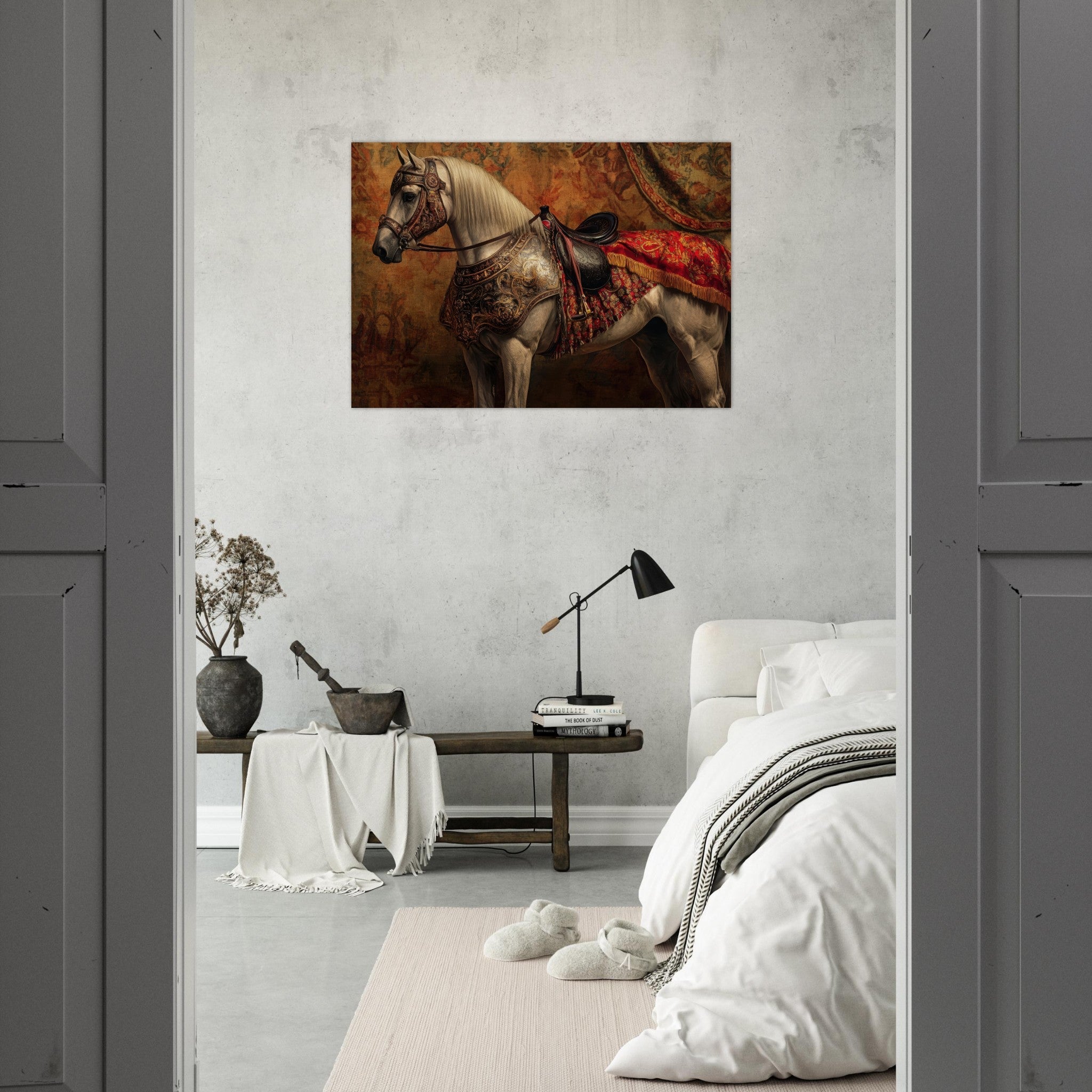Aluminum Print Landscape - Renaissance Portrait of a Noble Horse A dignified 2 - Shop Ai Art WebShop - Digital Art online Store