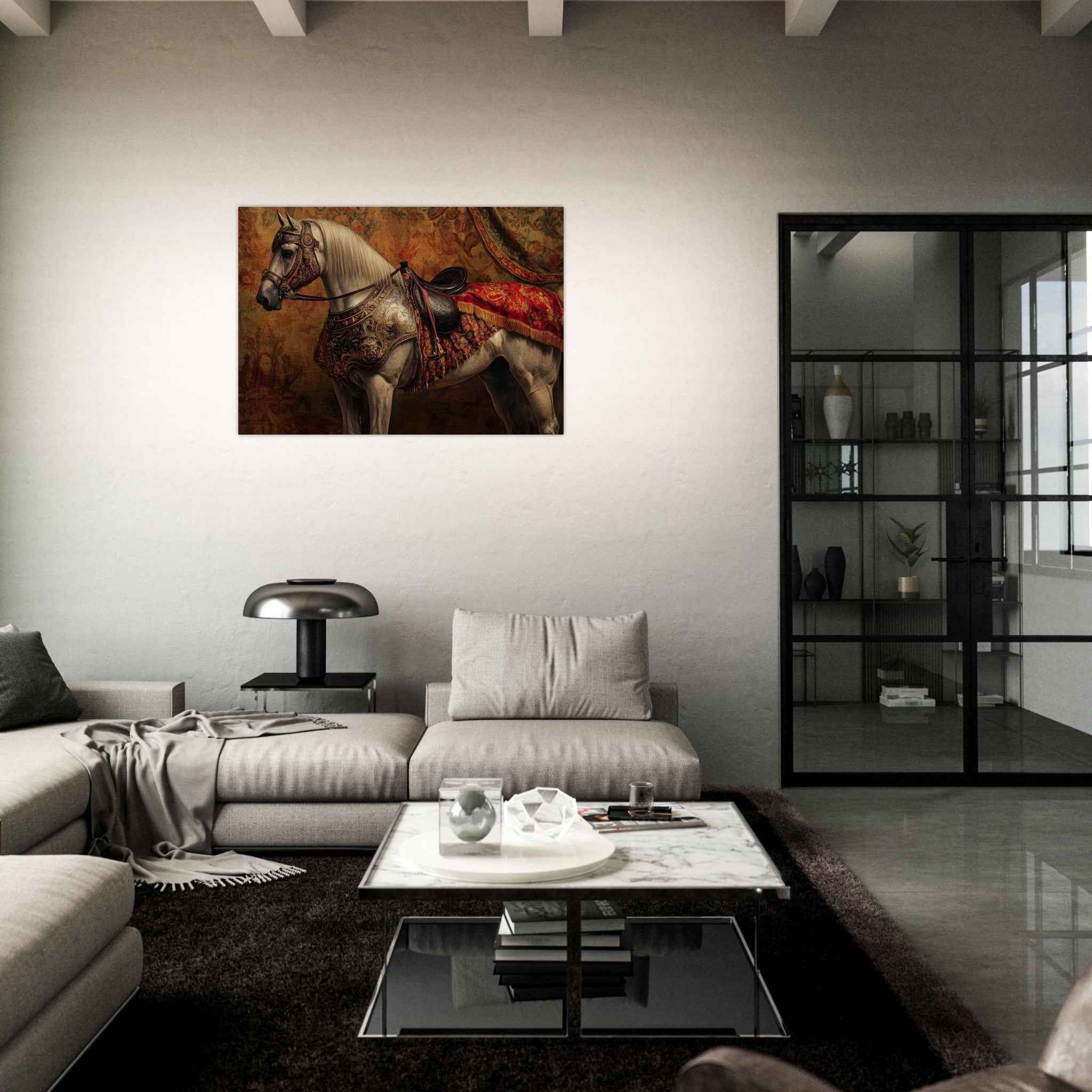 Aluminum Print Landscape - Renaissance Portrait of a Noble Horse A dignified 2 - Shop Ai Art WebShop - Digital Art online Store