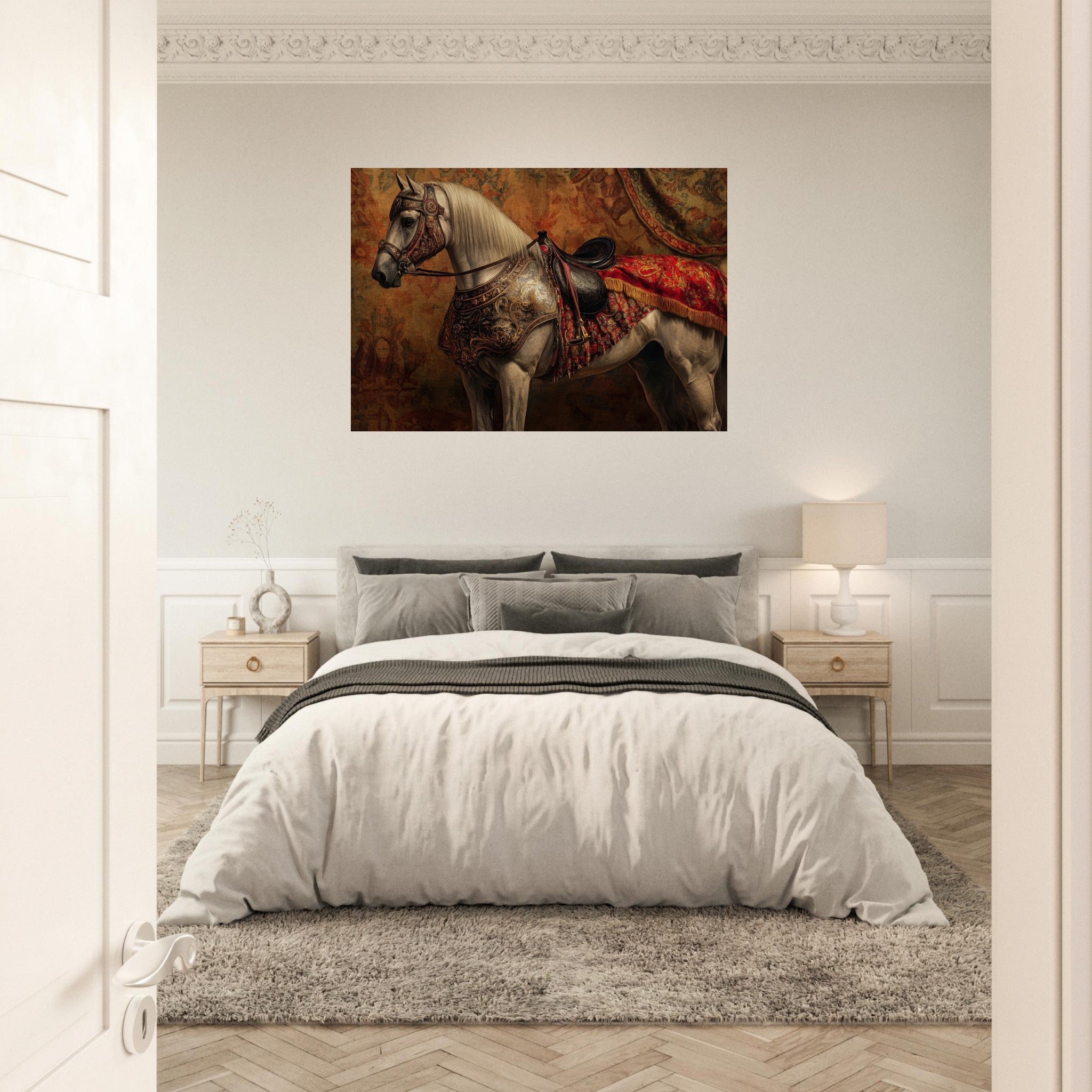 Aluminum Print Landscape - Renaissance Portrait of a Noble Horse A dignified 2 - Shop Ai Art WebShop - Digital Art online Store
