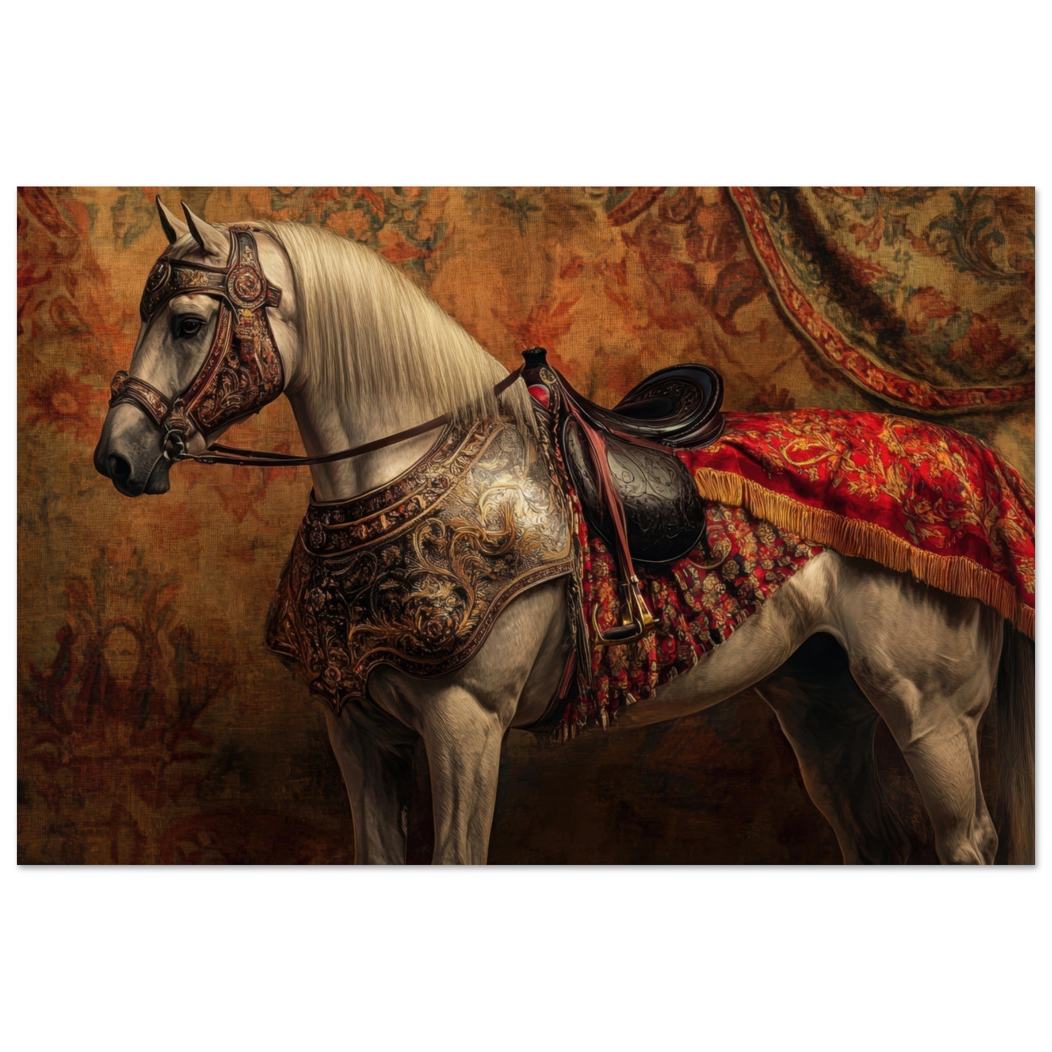 Aluminum Print Landscape - Renaissance Portrait of a Noble Horse A dignified 2 - Shop Ai Art WebShop - Digital Art online Store