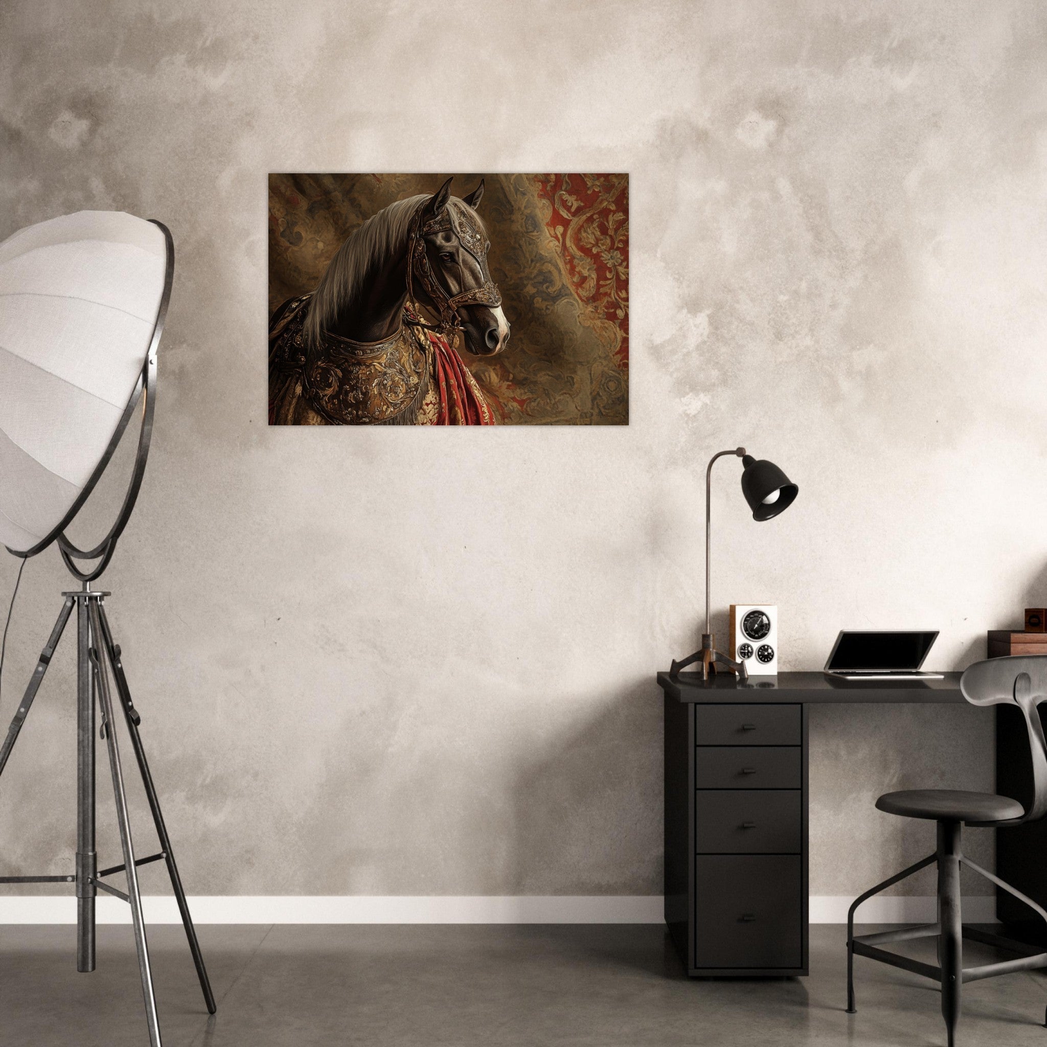 Aluminum Print Landscape - Renaissance Portrait of a Noble Horse A dignified - Shop Ai Art WebShop - Digital Art online Store