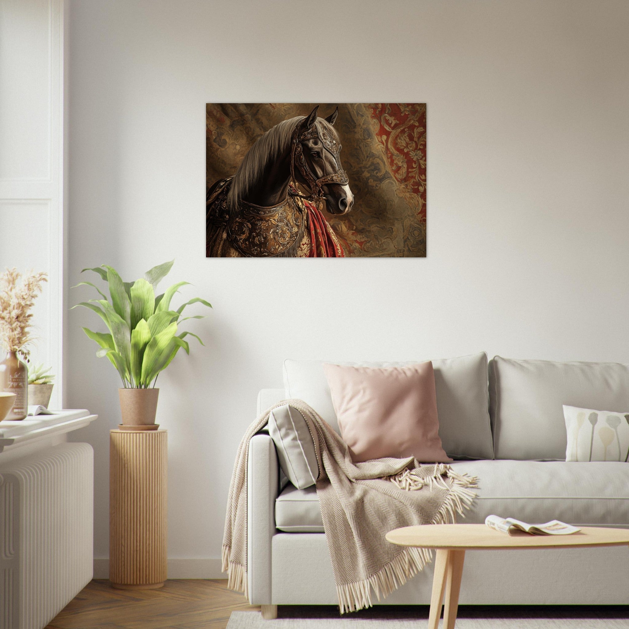 Aluminum Print Landscape - Renaissance Portrait of a Noble Horse A dignified - Shop Ai Art WebShop - Digital Art online Store