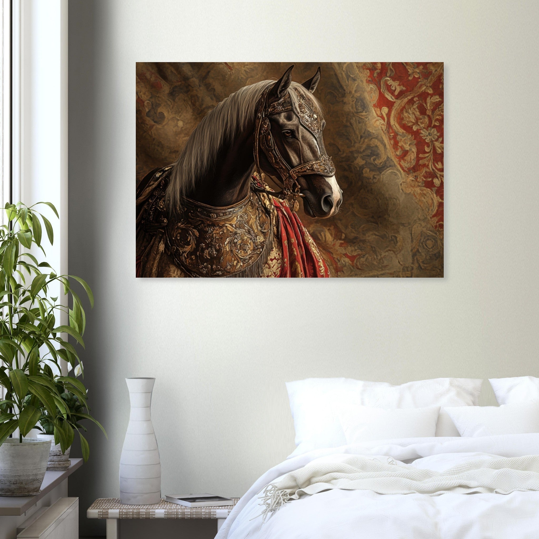 Aluminum Print Landscape - Renaissance Portrait of a Noble Horse A dignified - Shop Ai Art WebShop - Digital Art online Store