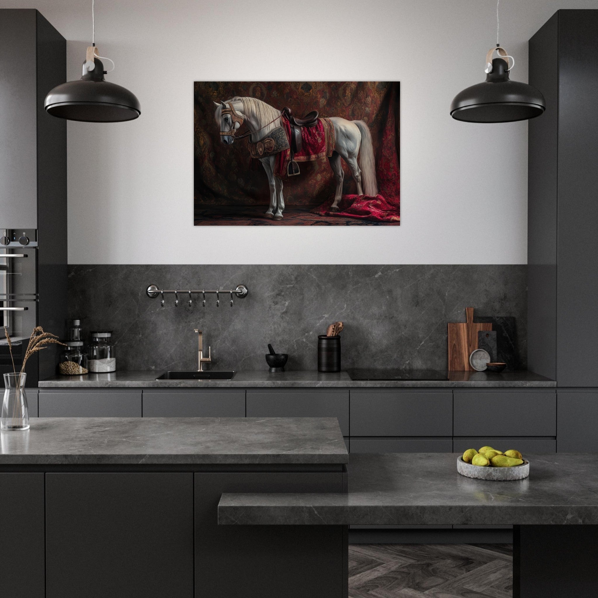 Aluminum Print Landscape - Renaissance Portrait of a Noble Horse A dignified 4 - Shop Ai Art WebShop - Digital Art online Store