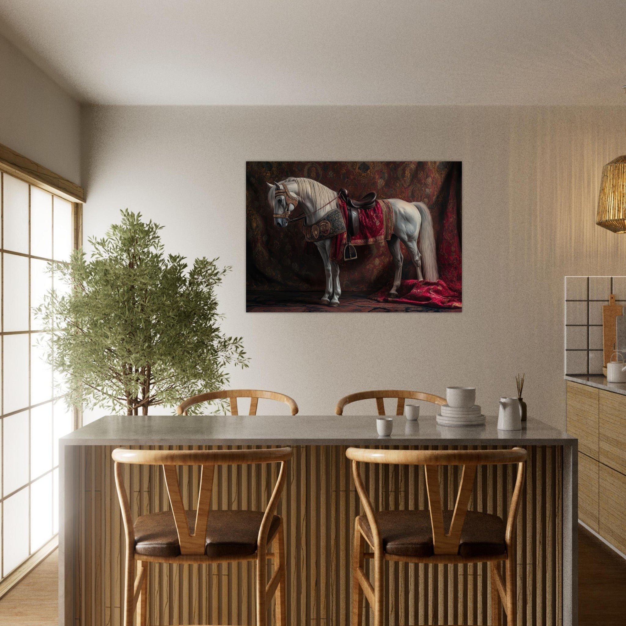 Aluminum Print Landscape - Renaissance Portrait of a Noble Horse A dignified 4 - Shop Ai Art WebShop - Digital Art online Store