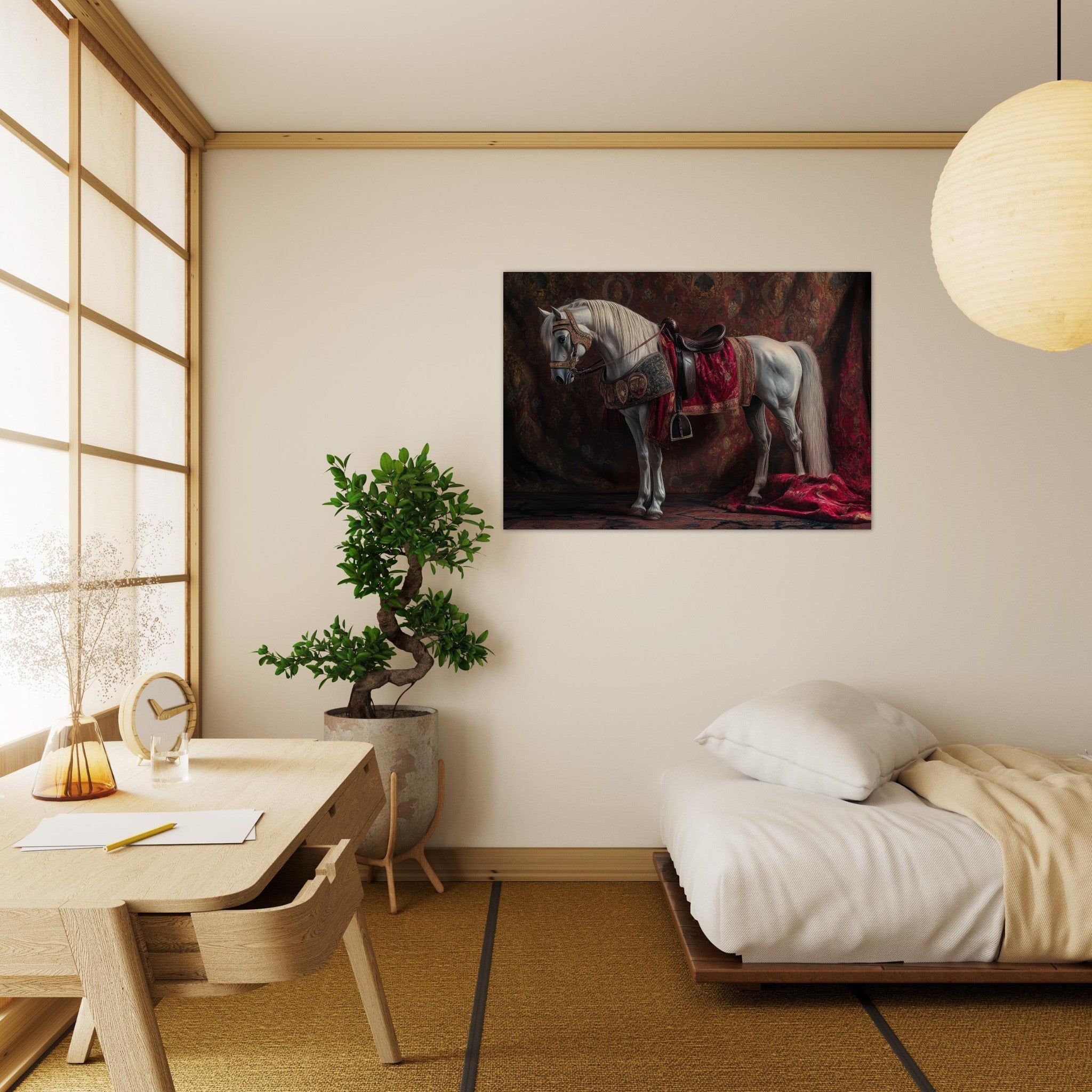 Aluminum Print Landscape - Renaissance Portrait of a Noble Horse A dignified 4 - Shop Ai Art WebShop - Digital Art online Store