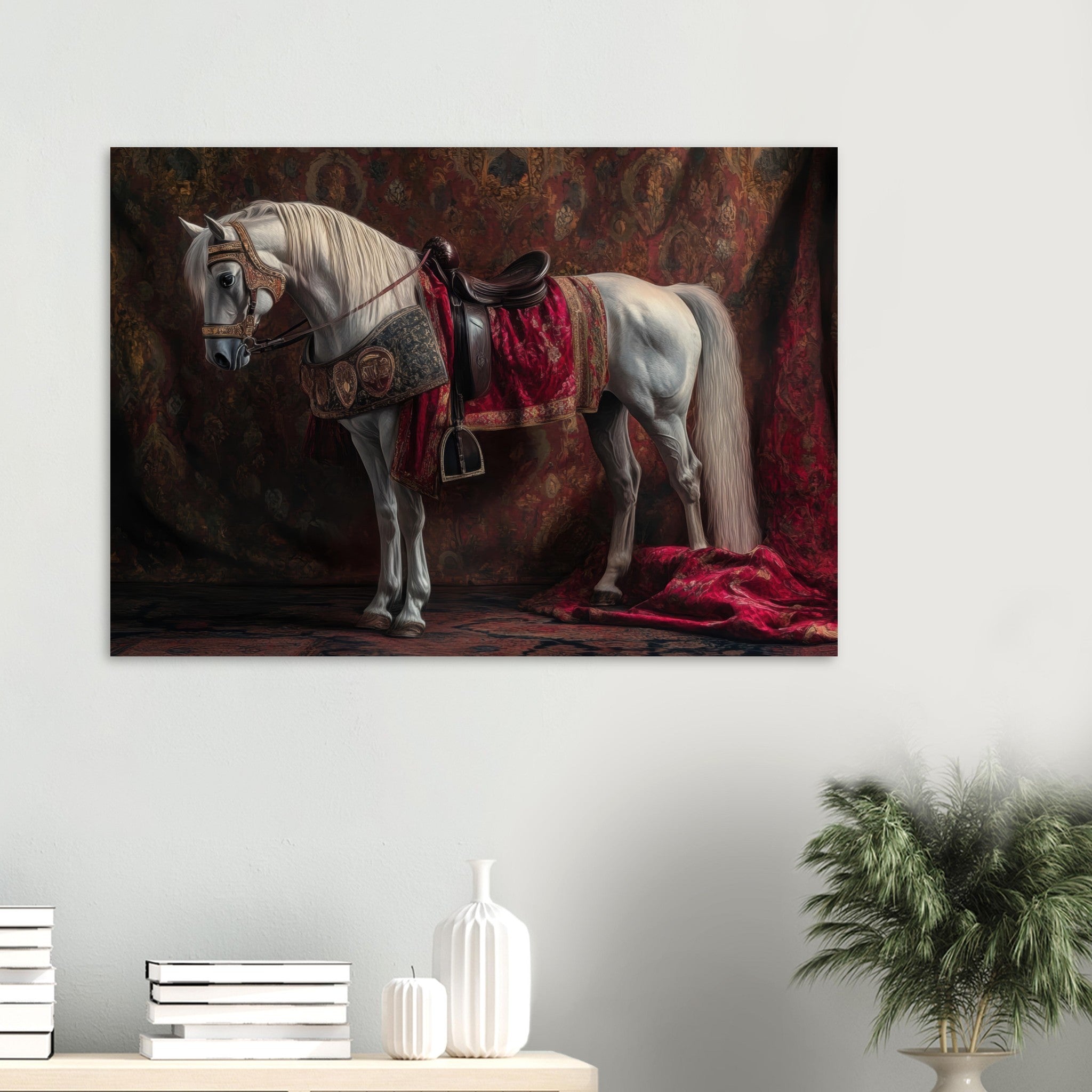 Aluminum Print Landscape - Renaissance Portrait of a Noble Horse A dignified 4 - Shop Ai Art WebShop - Digital Art online Store