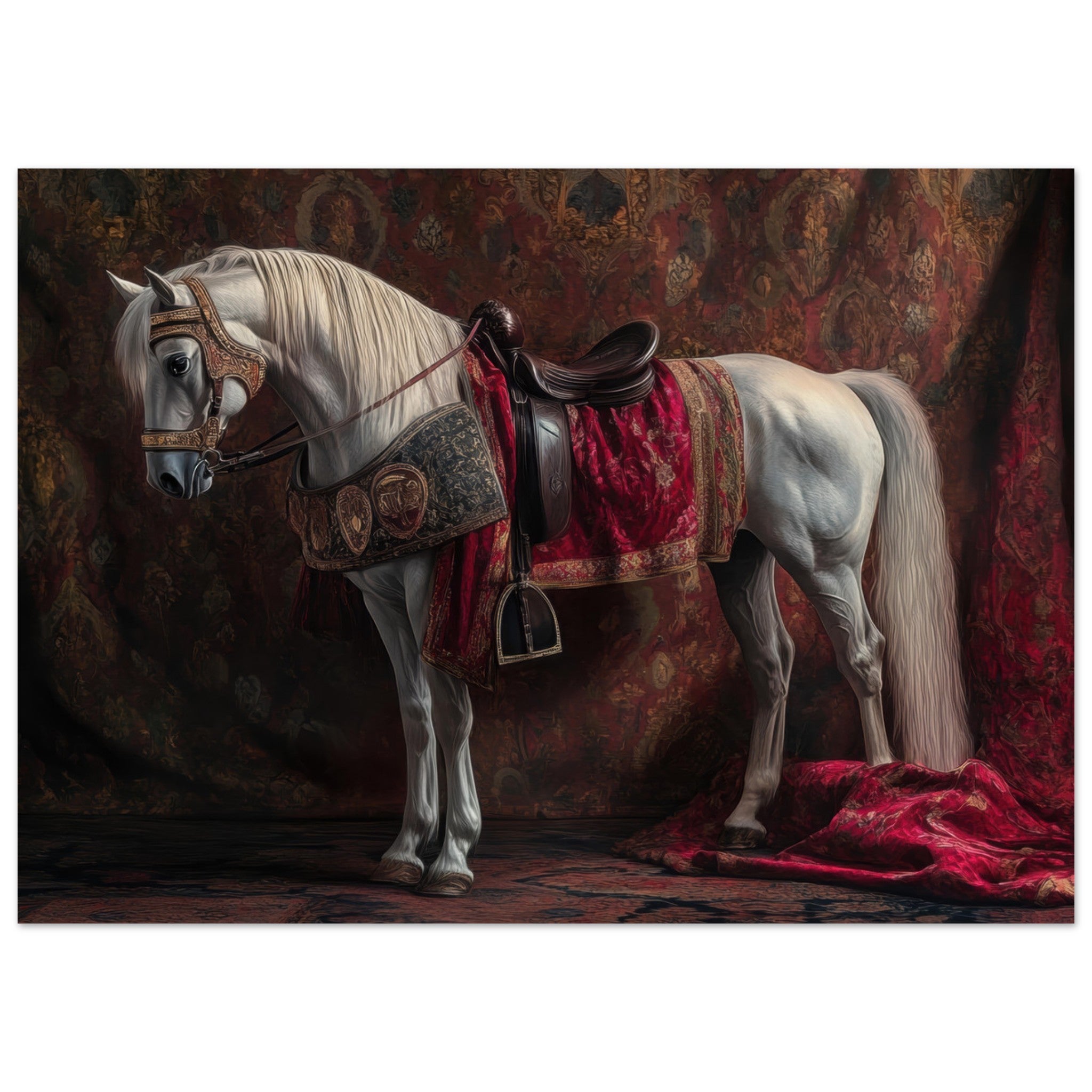 Aluminum Print Landscape - Renaissance Portrait of a Noble Horse A dignified 4 - Shop Ai Art WebShop - Digital Art online Store