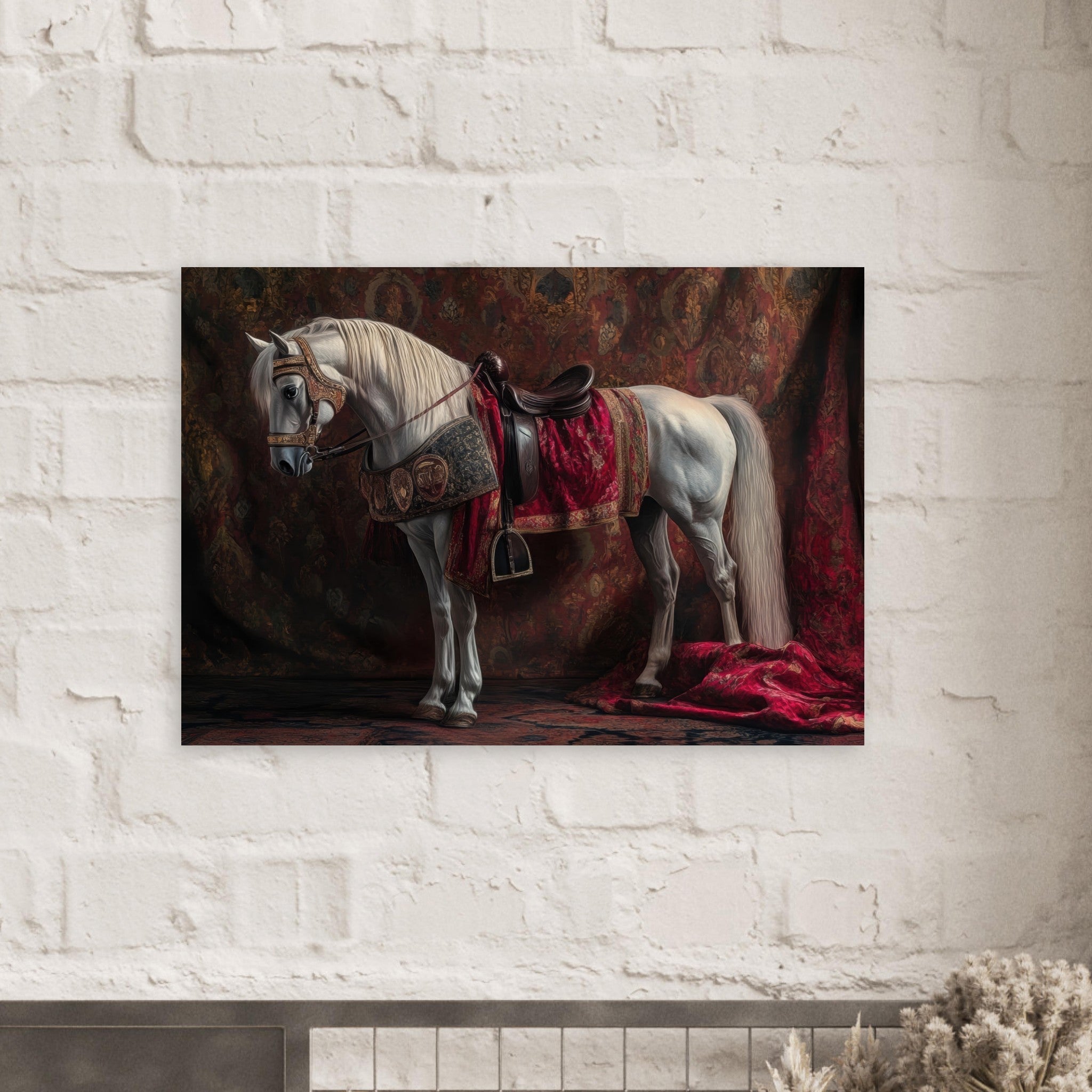 Aluminum Print Landscape - Renaissance Portrait of a Noble Horse A dignified 4 - Shop Ai Art WebShop - Digital Art online Store