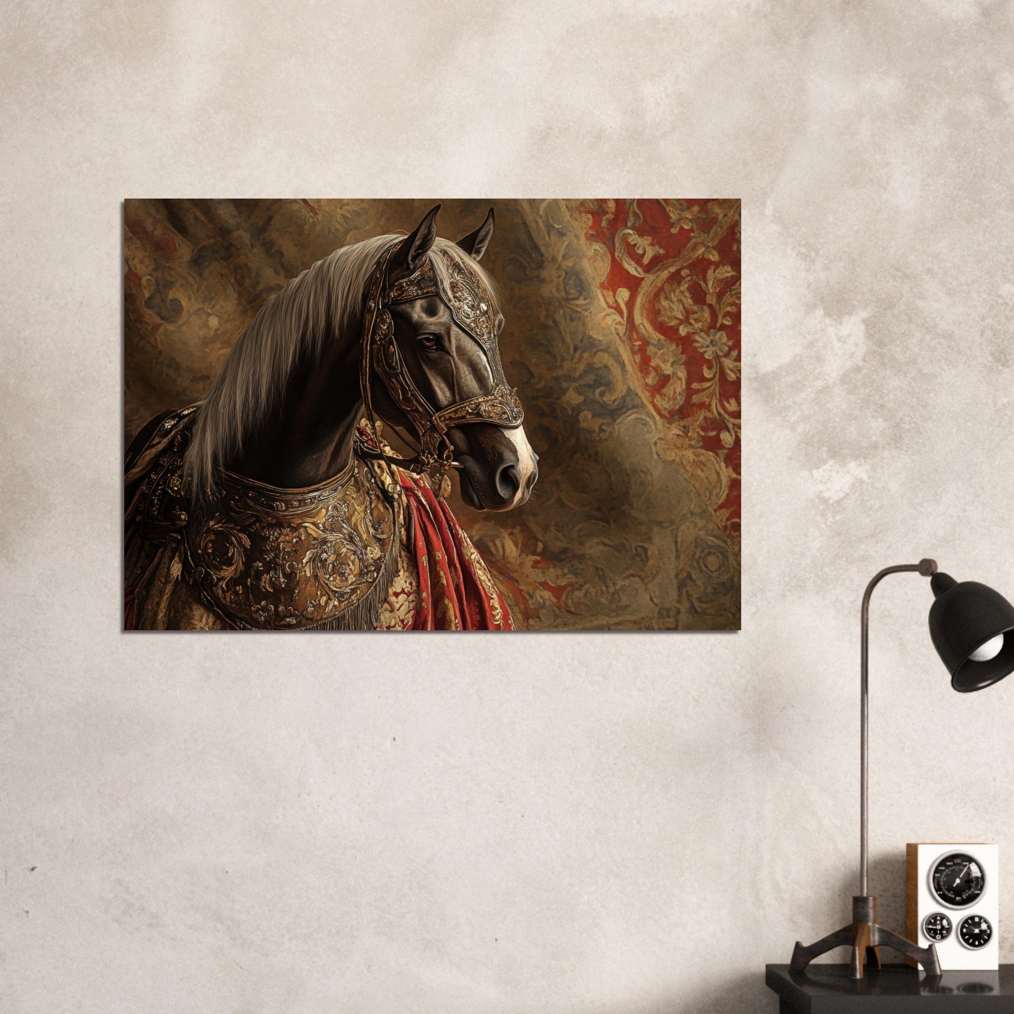 Aluminum Print Landscape - Renaissance Portrait of a Noble Horse A dignified - Shop Ai Art WebShop - Digital Art online Store