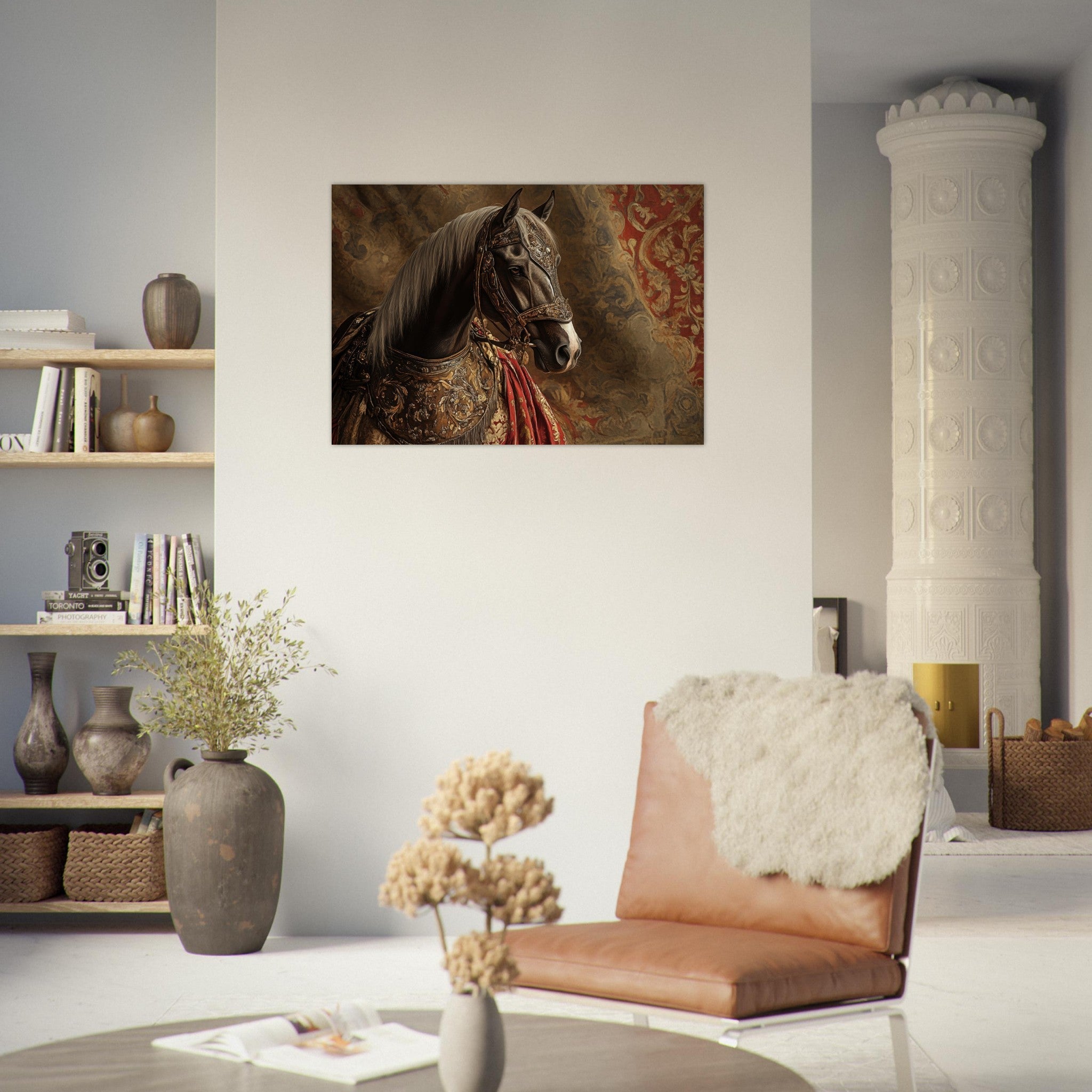 Aluminum Print Landscape - Renaissance Portrait of a Noble Horse A dignified - Shop Ai Art WebShop - Digital Art online Store