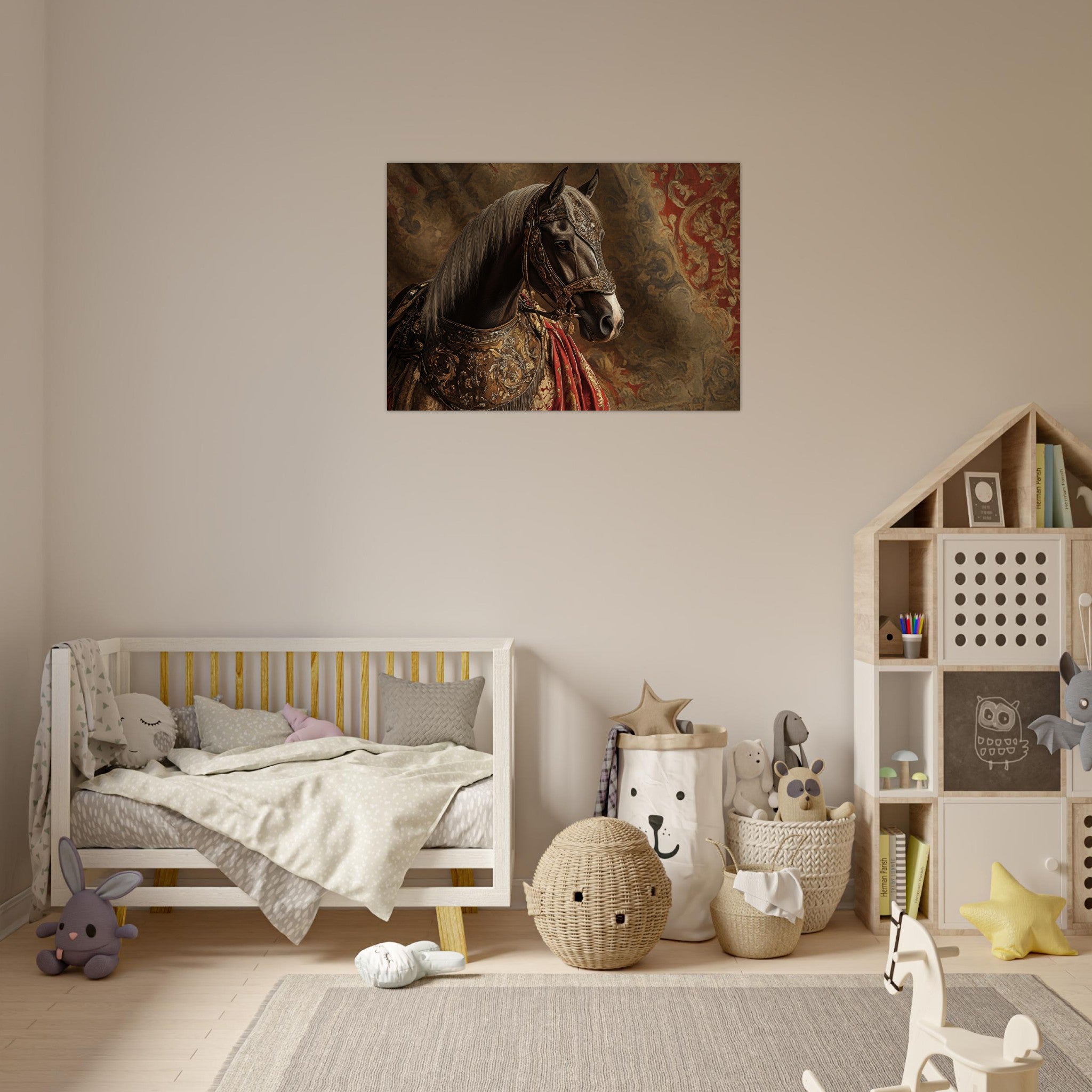 Aluminum Print Landscape - Renaissance Portrait of a Noble Horse A dignified - Shop Ai Art WebShop - Digital Art online Store