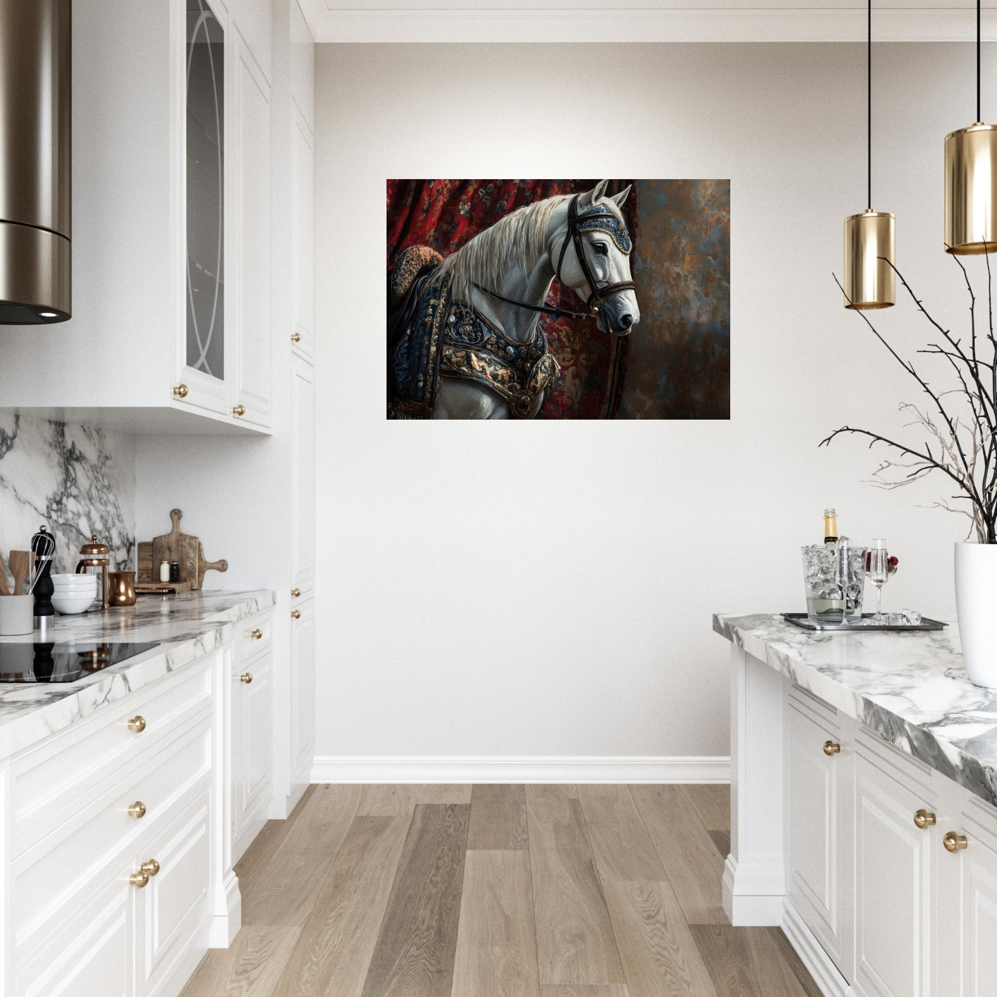 Aluminum Print Landscape - Renaissance Portrait of a Noble Horse A dignified 6 - Shop Ai Art WebShop - Digital Art online Store