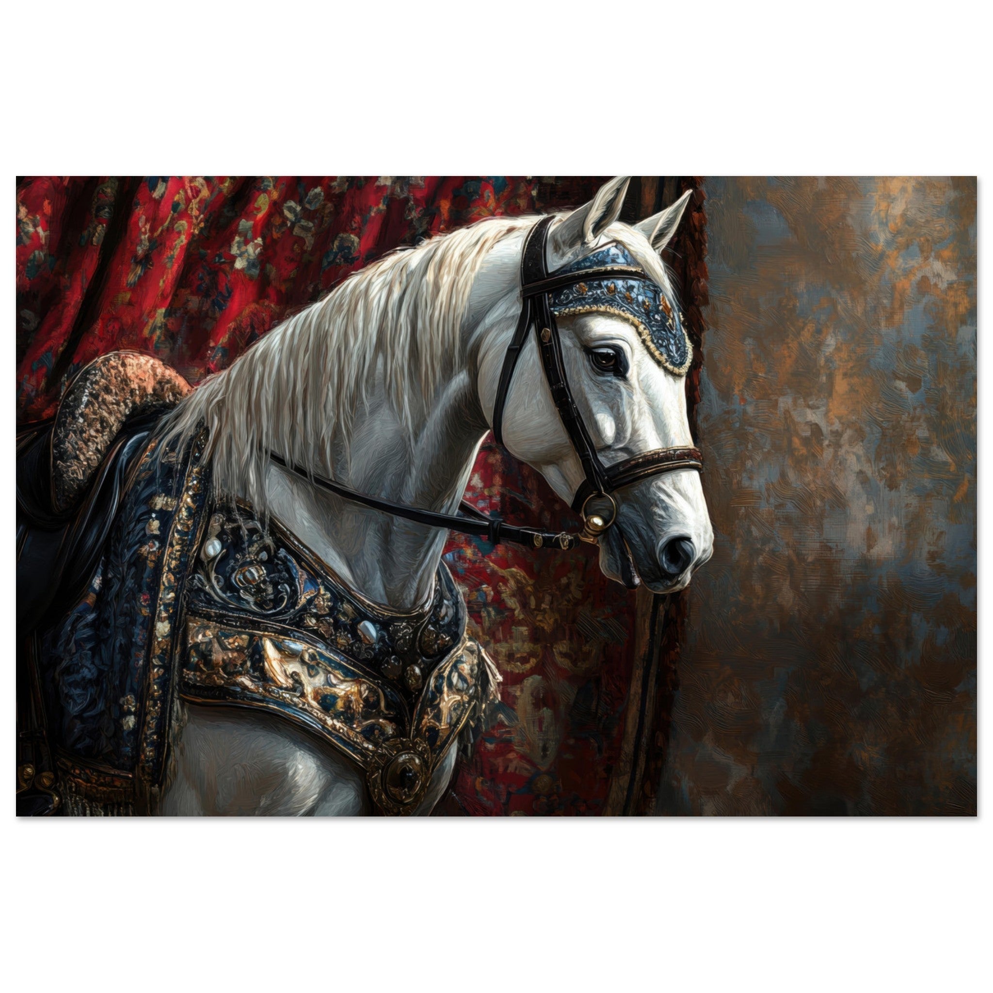 Aluminum Print Landscape - Renaissance Portrait of a Noble Horse A dignified 6 - Shop Ai Art WebShop - Digital Art online Store