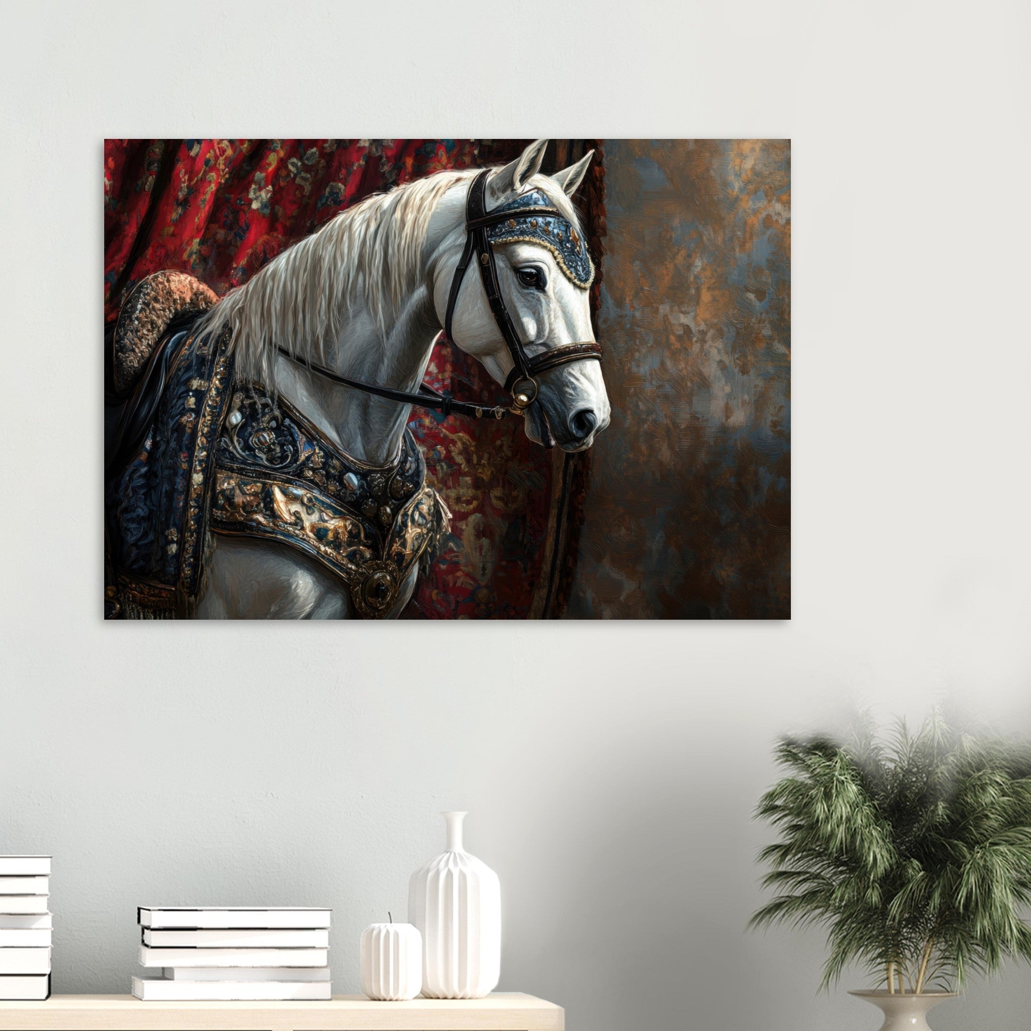 Aluminum Print Landscape - Renaissance Portrait of a Noble Horse A dignified 6 - Shop Ai Art WebShop - Digital Art online Store