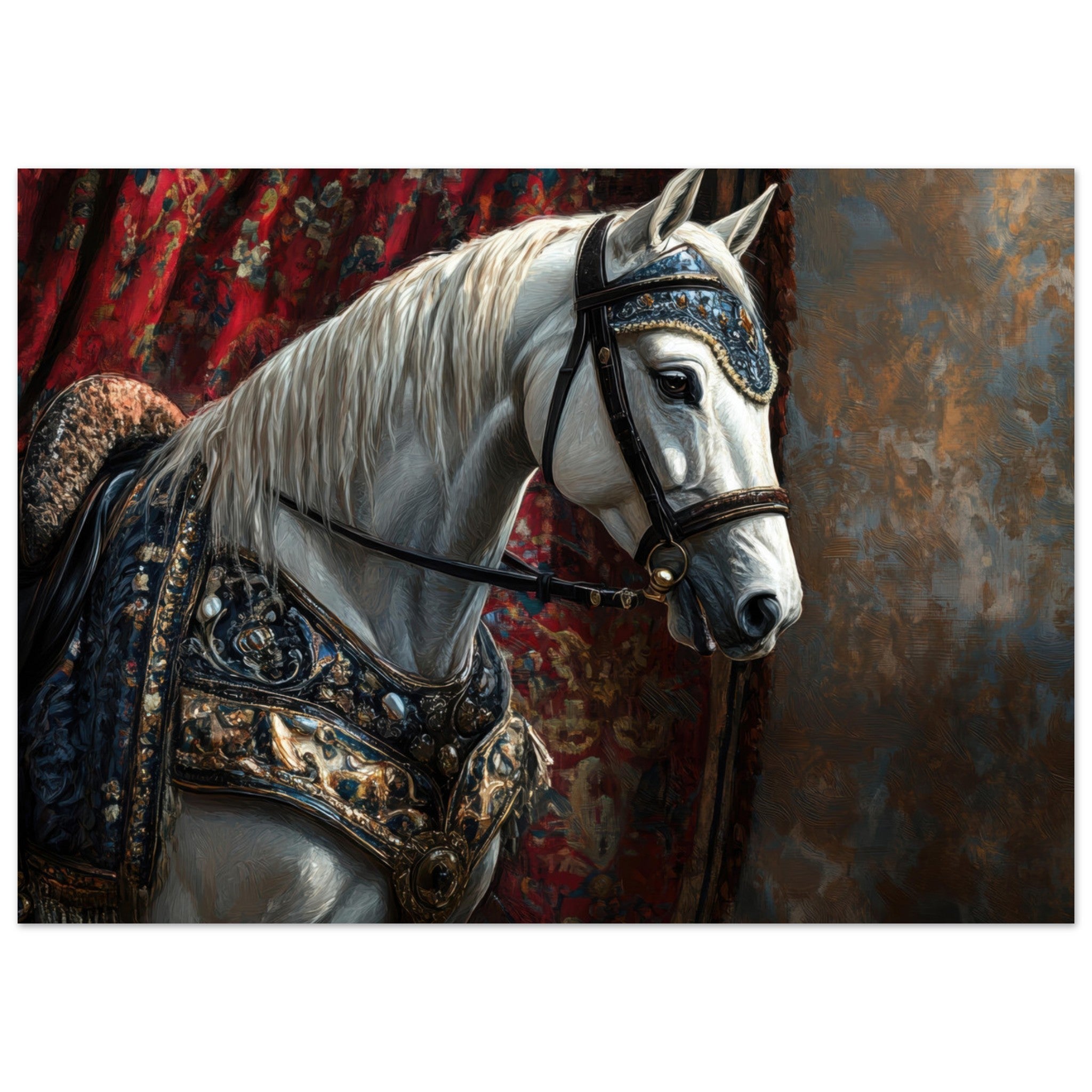 Aluminum Print Landscape - Renaissance Portrait of a Noble Horse A dignified 6 - Shop Ai Art WebShop - Digital Art online Store