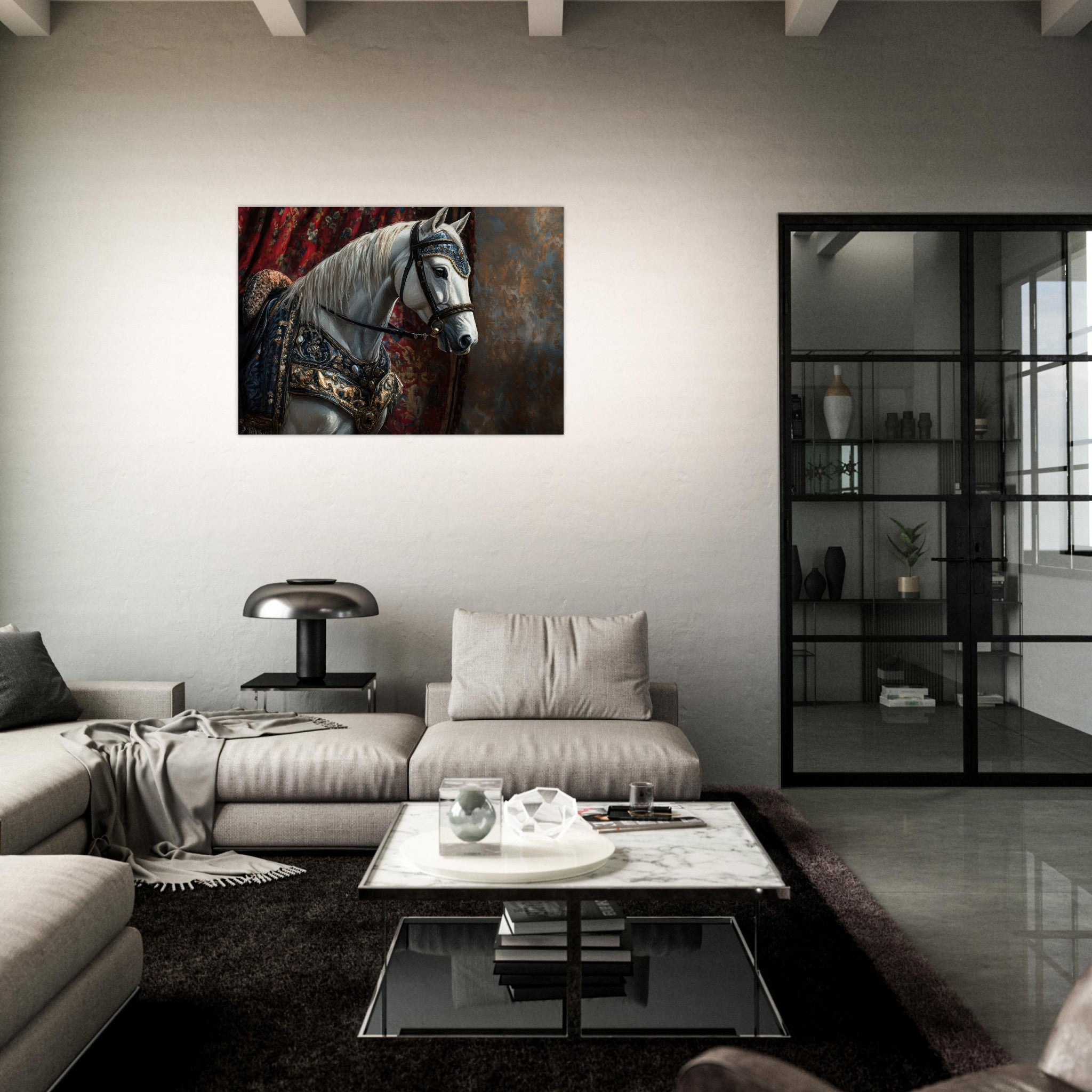 Aluminum Print Landscape - Renaissance Portrait of a Noble Horse A dignified 6 - Shop Ai Art WebShop - Digital Art online Store