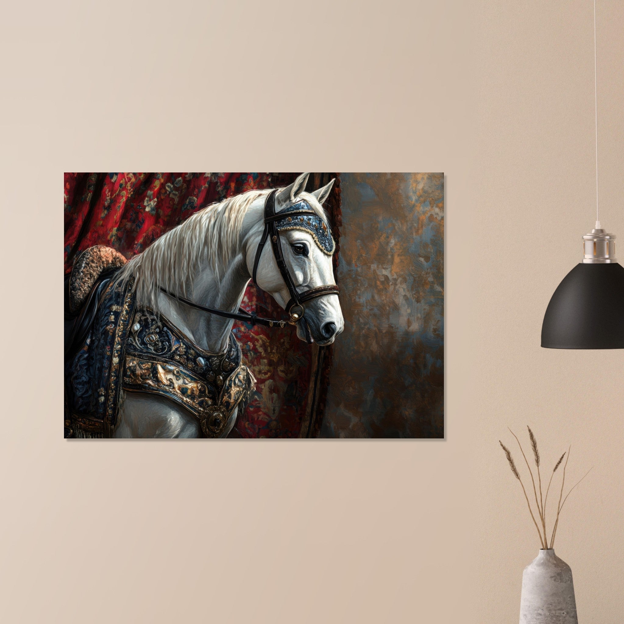 Aluminum Print Landscape - Renaissance Portrait of a Noble Horse A dignified 6 - Shop Ai Art WebShop - Digital Art online Store