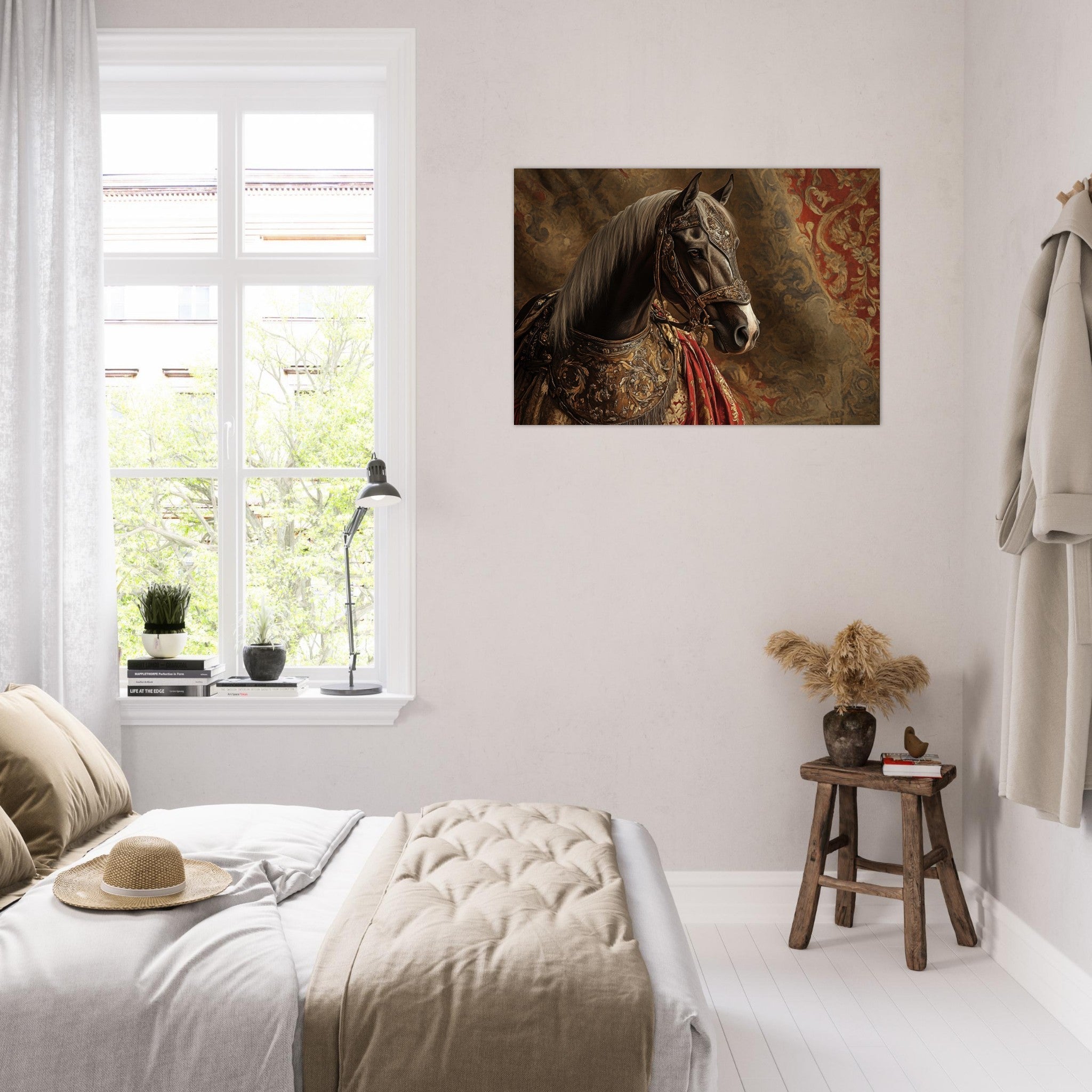 Aluminum Print Landscape - Renaissance Portrait of a Noble Horse A dignified - Shop Ai Art WebShop - Digital Art online Store
