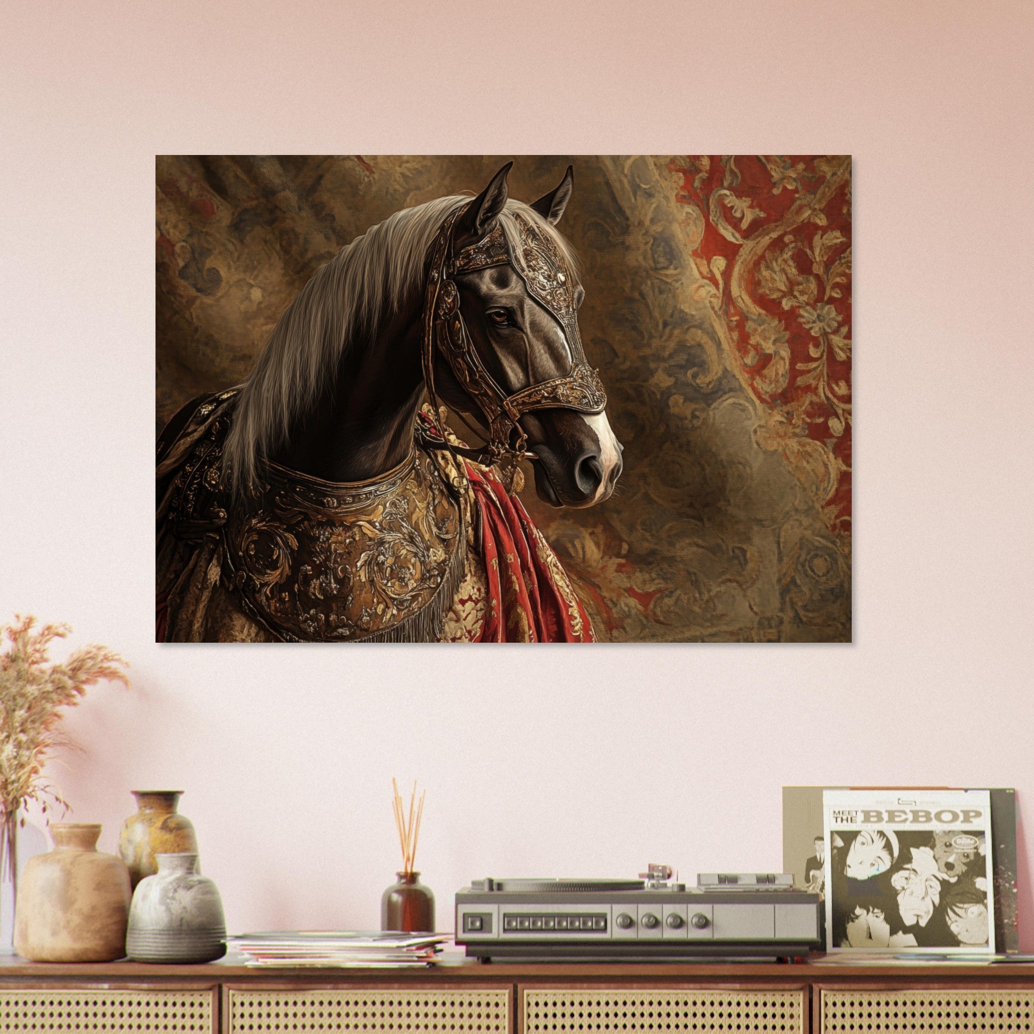 Aluminum Print Landscape - Renaissance Portrait of a Noble Horse A dignified - Shop Ai Art WebShop - Digital Art online Store