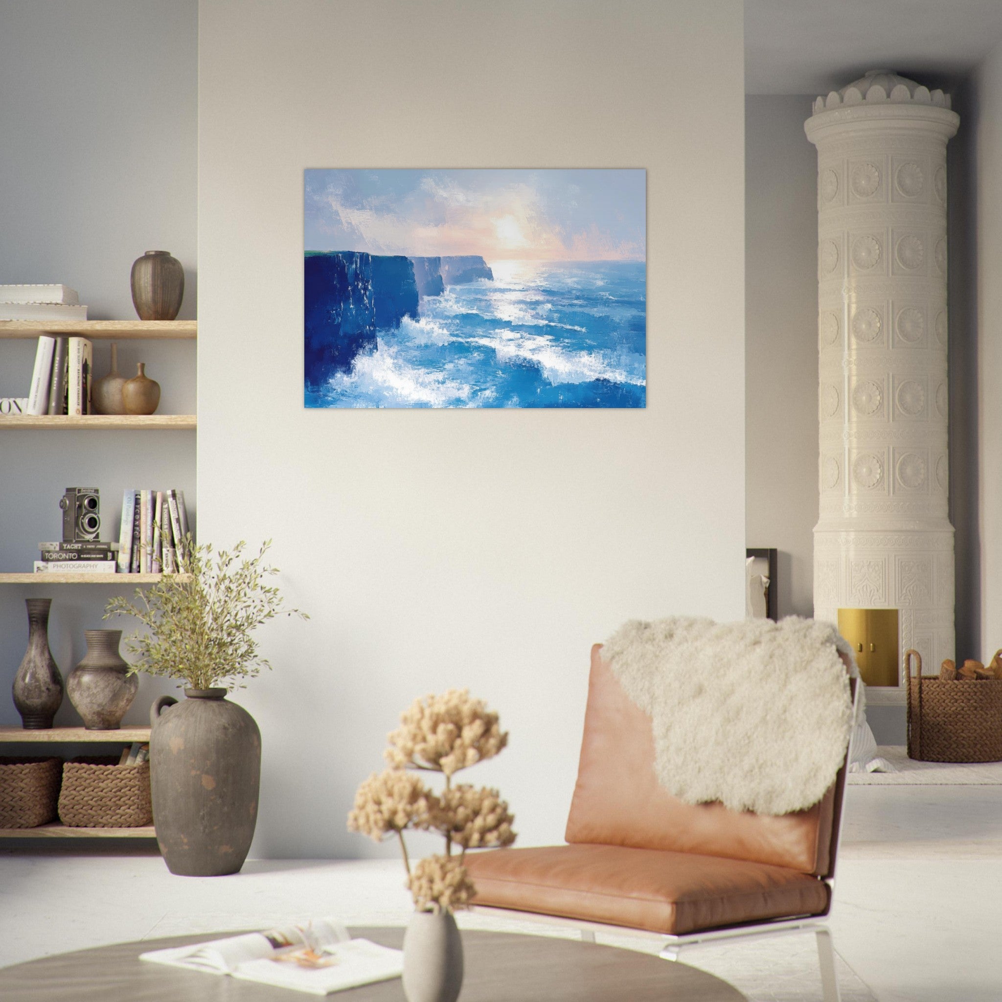 Aluminum Print Landscape - Seaside Cliff at Sunrise A breathtaking Empress 2 - Shop Ai Art WebShop - Digital Art online Store