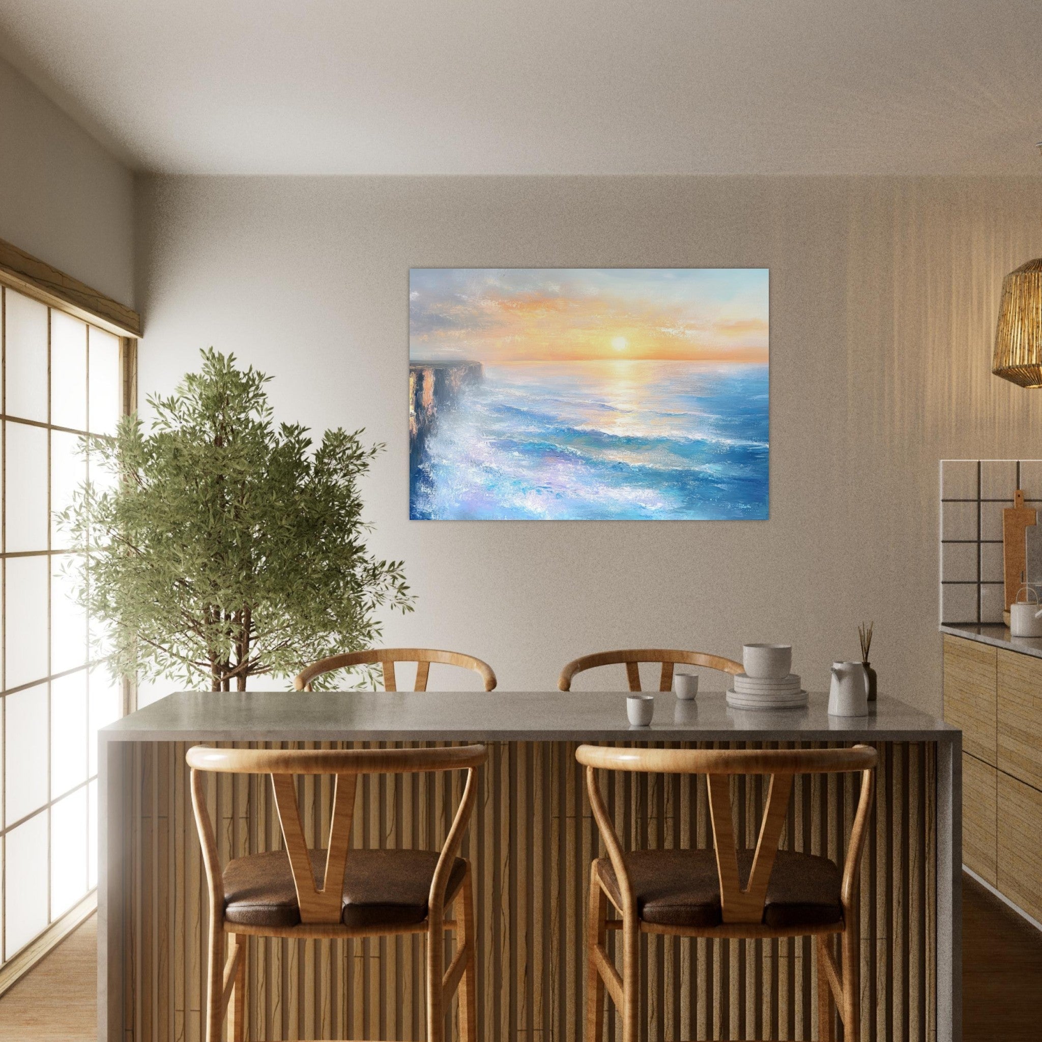 Aluminum Print Landscape - Seaside Cliff at Sunrise A breathtaking Empress - Shop Ai Art WebShop - Digital Art online Store