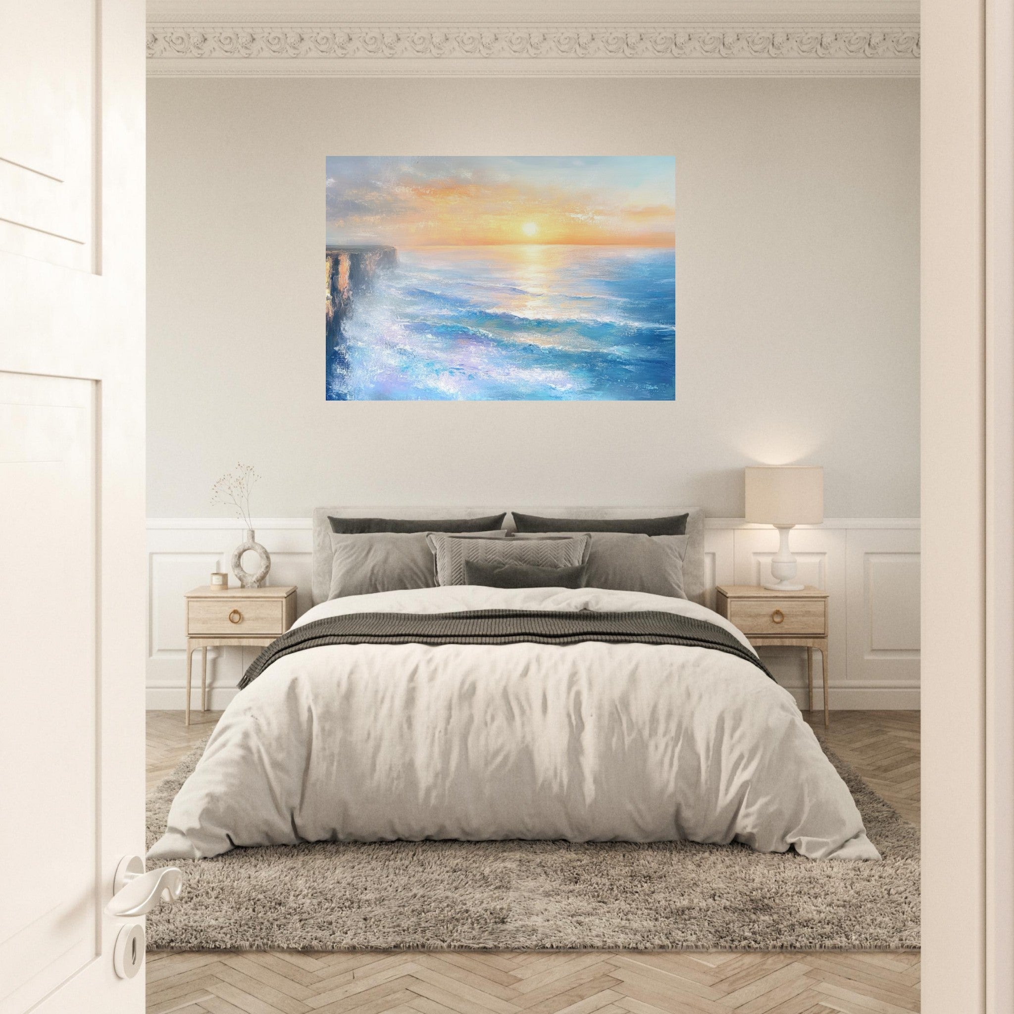 Aluminum Print Landscape - Seaside Cliff at Sunrise A breathtaking Empress - Shop Ai Art WebShop - Digital Art online Store