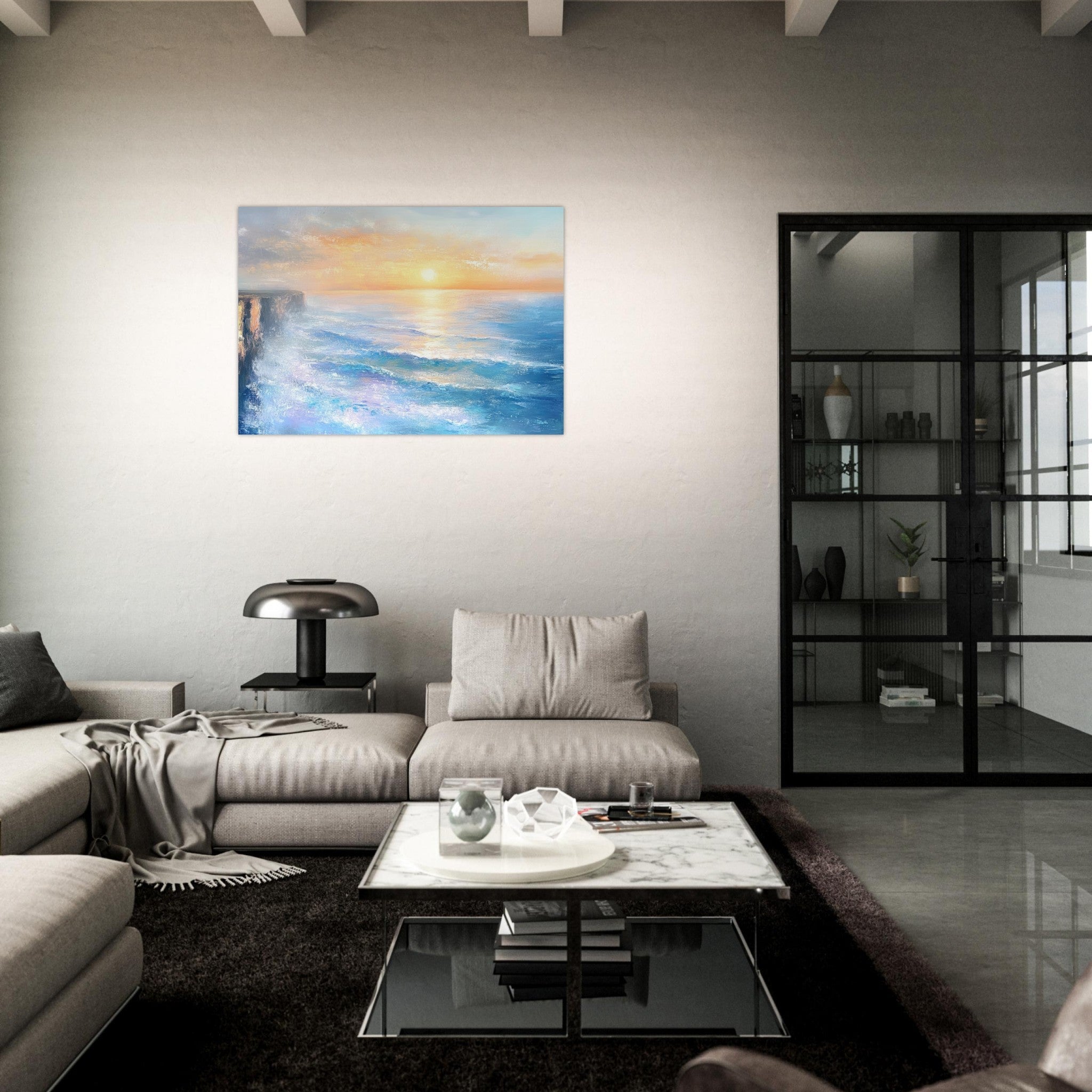 Aluminum Print Landscape - Seaside Cliff at Sunrise A breathtaking Empress - Shop Ai Art WebShop - Digital Art online Store
