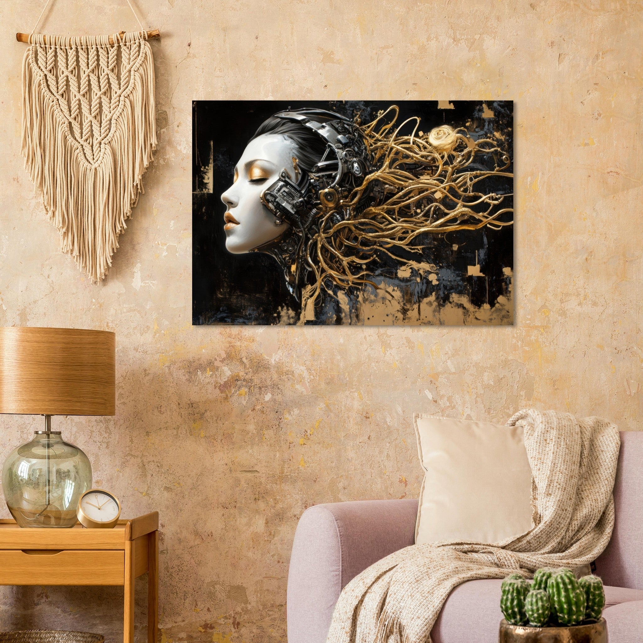 Aluminum Print Landscape - Surrealist Hybrid Queen on a Biomechanical Thrown 5 - Shop Ai Art WebShop - Digital Art online Store
