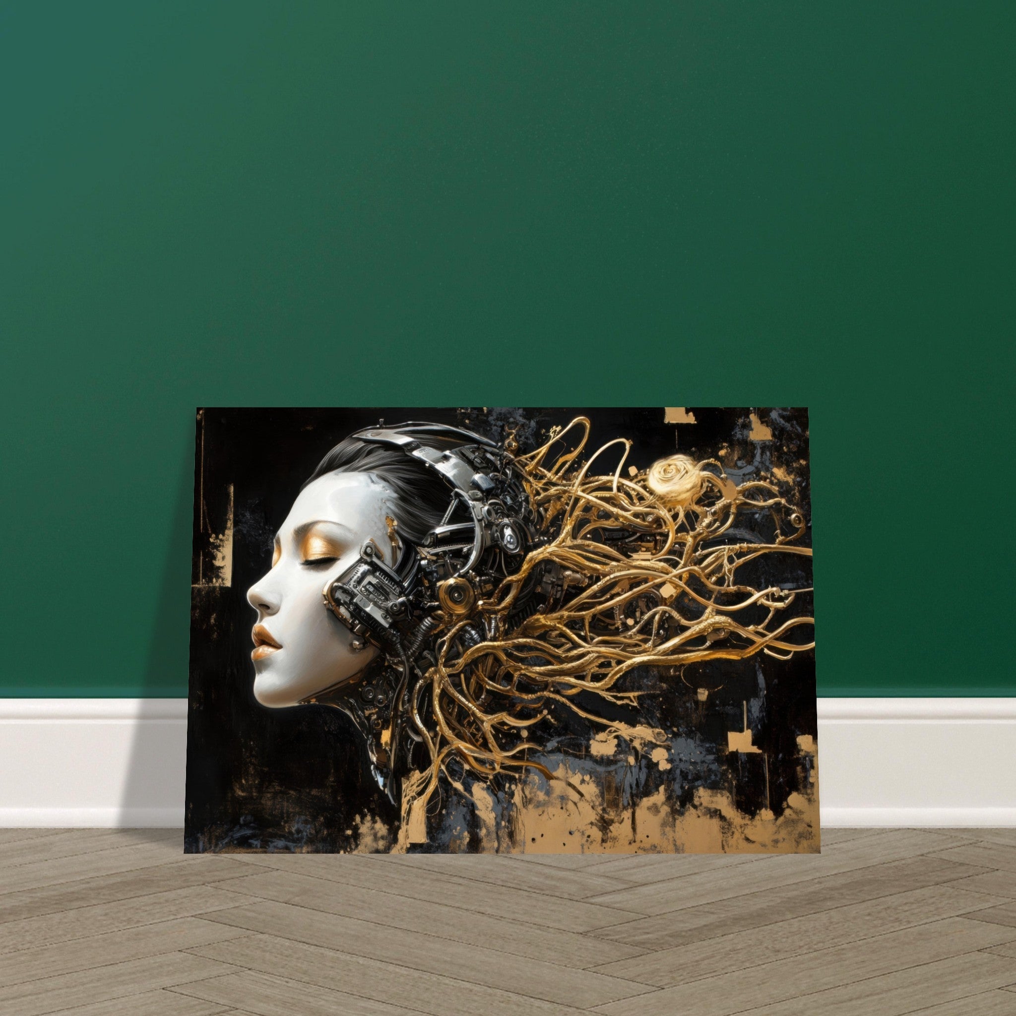 Aluminum Print Landscape - Surrealist Hybrid Queen on a Biomechanical Thrown 5 - Shop Ai Art WebShop - Digital Art online Store