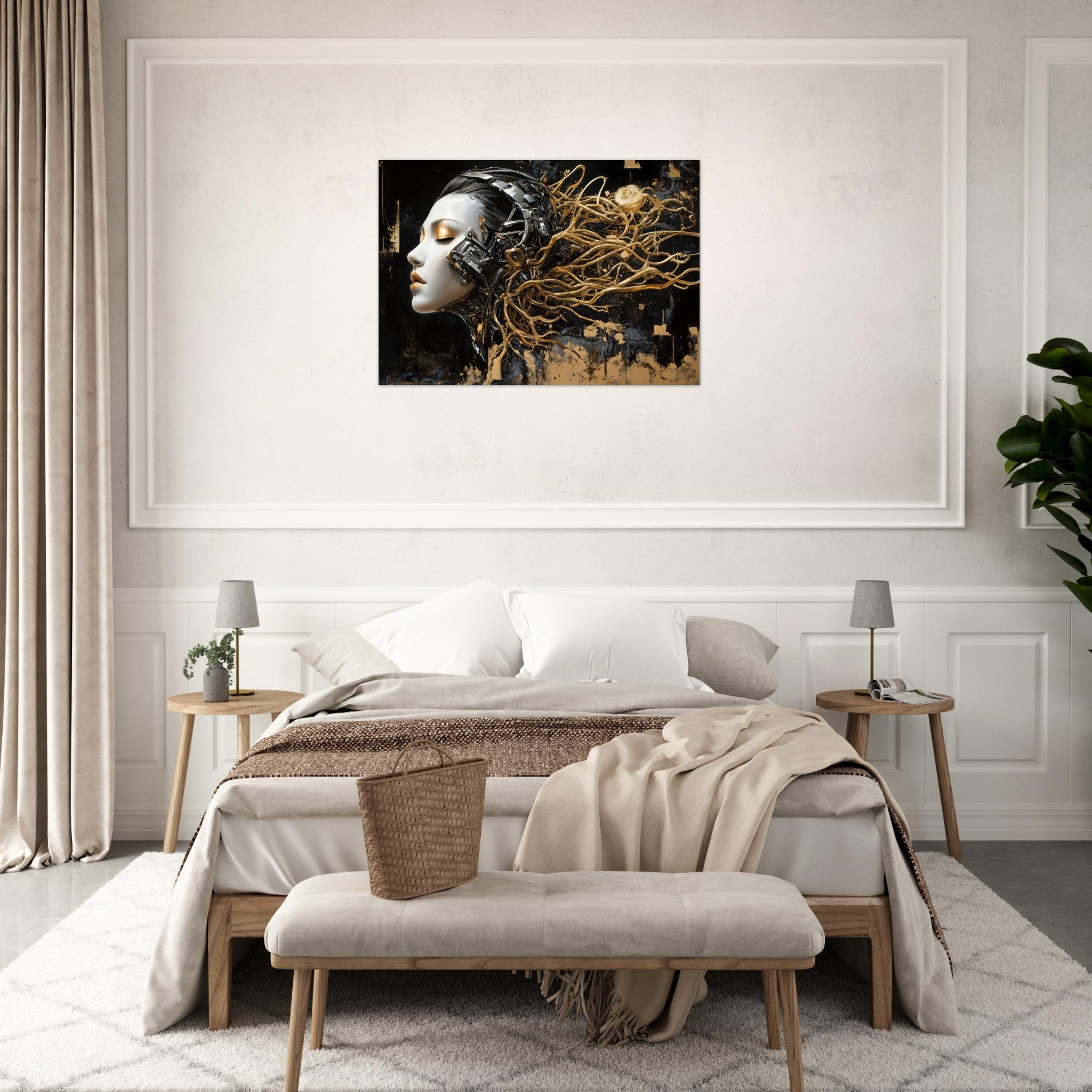 Aluminum Print Landscape - Surrealist Hybrid Queen on a Biomechanical Thrown 5 - Shop Ai Art WebShop - Digital Art online Store
