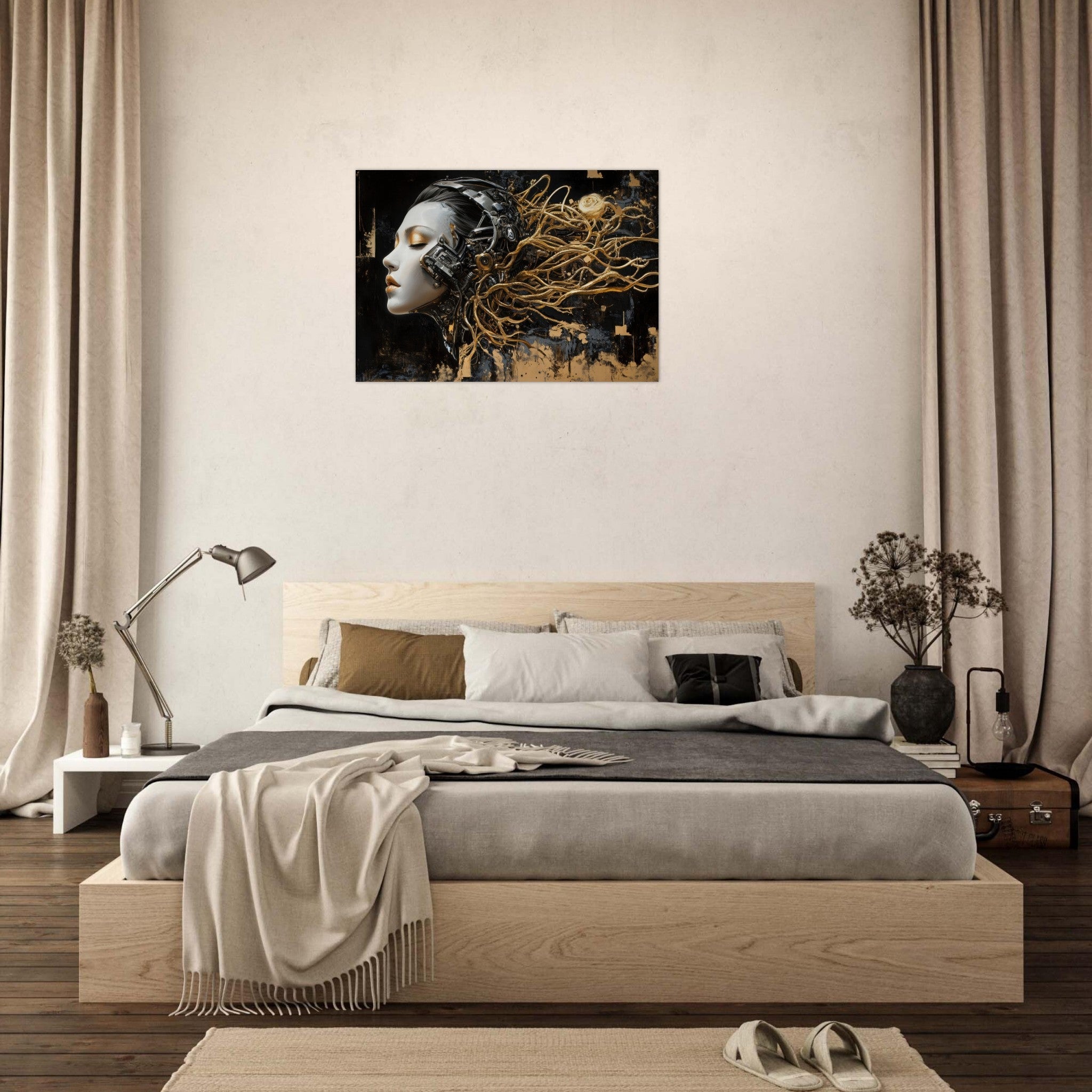 Aluminum Print Landscape - Surrealist Hybrid Queen on a Biomechanical Thrown 5 - Shop Ai Art WebShop - Digital Art online Store