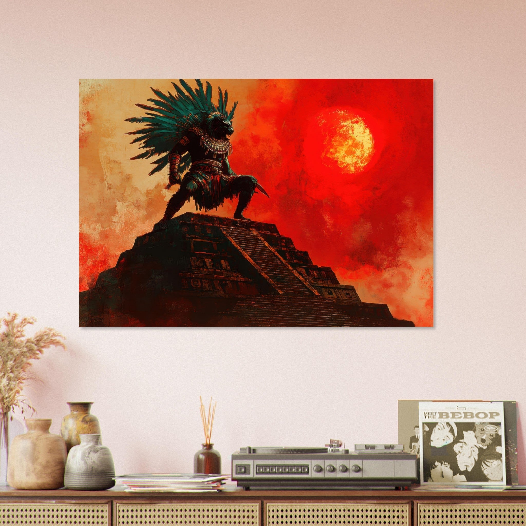 Aluminum Print Landscape - The Aztec Sun Warriors Final Battle Mesoamerican - Shop Ai Art WebShop - Digital Art online Store