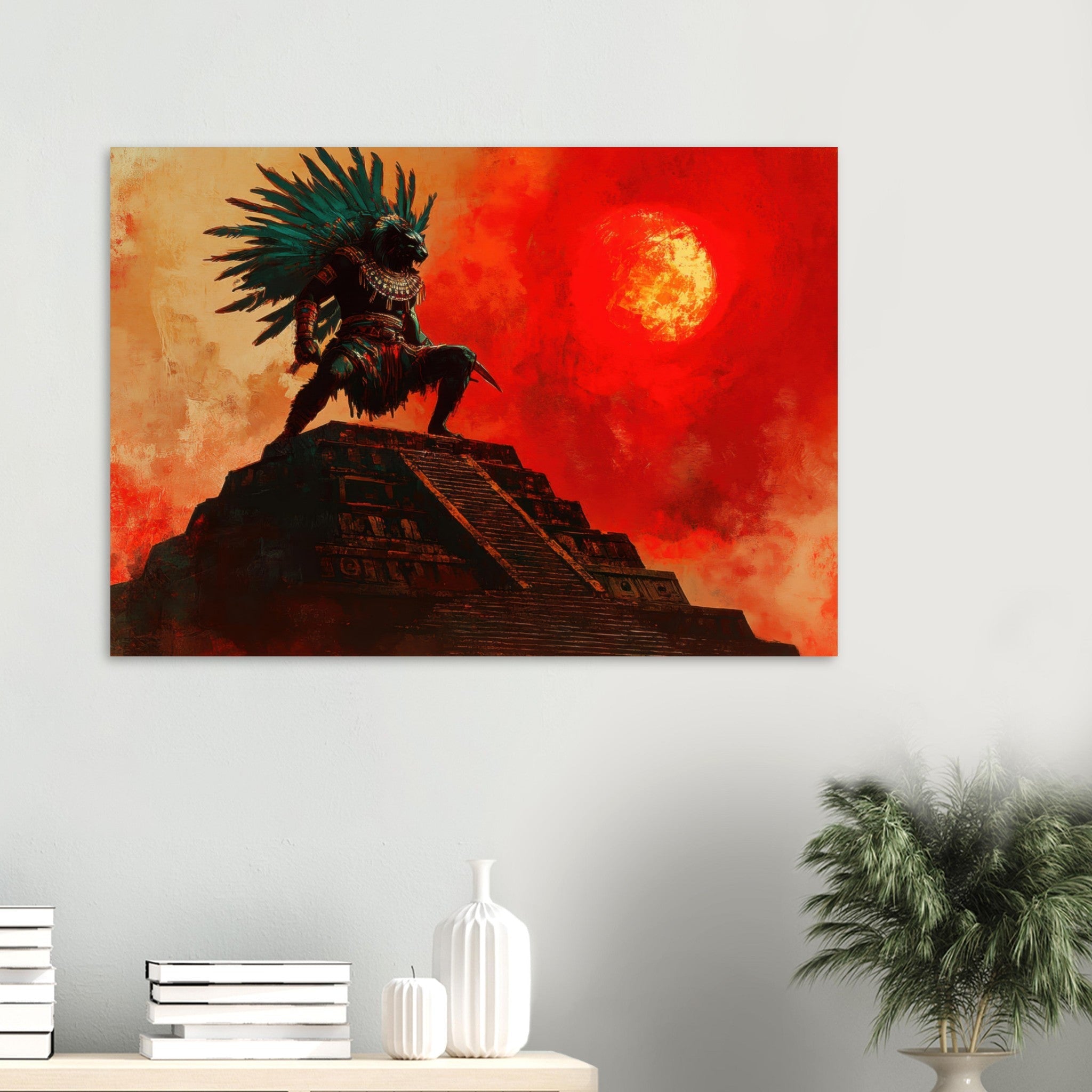 Aluminum Print Landscape - The Aztec Sun Warriors Final Battle Mesoamerican - Shop Ai Art WebShop - Digital Art online Store