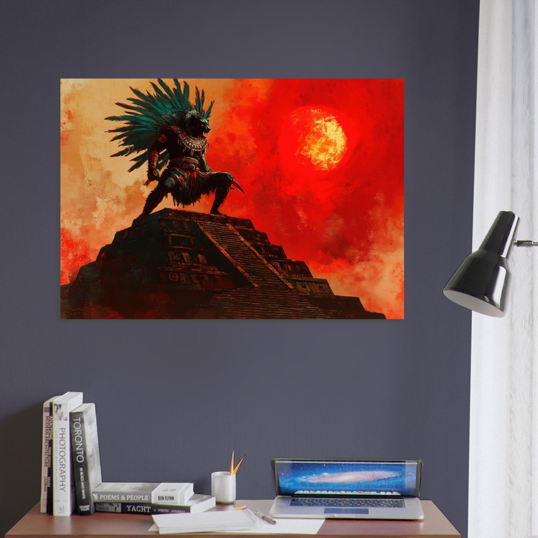 Aluminum Print Landscape - The Aztec Sun Warriors Final Battle Mesoamerican - Shop Ai Art WebShop - Digital Art online Store