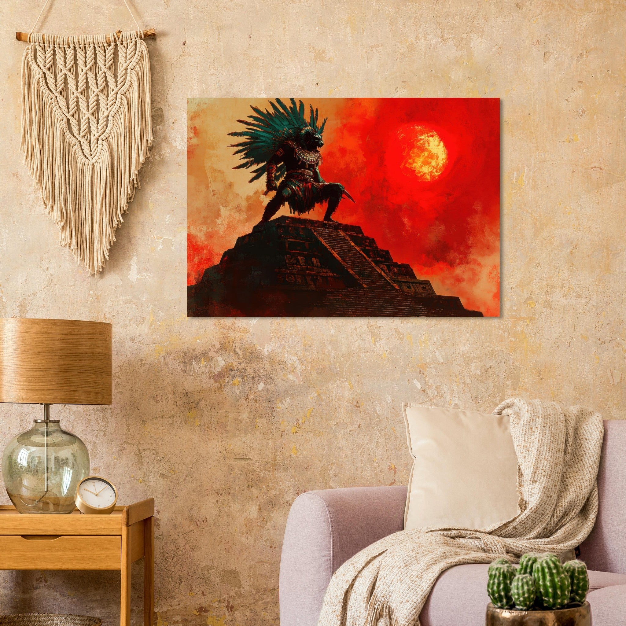 Aluminum Print Landscape - The Aztec Sun Warriors Final Battle Mesoamerican - Shop Ai Art WebShop - Digital Art online Store
