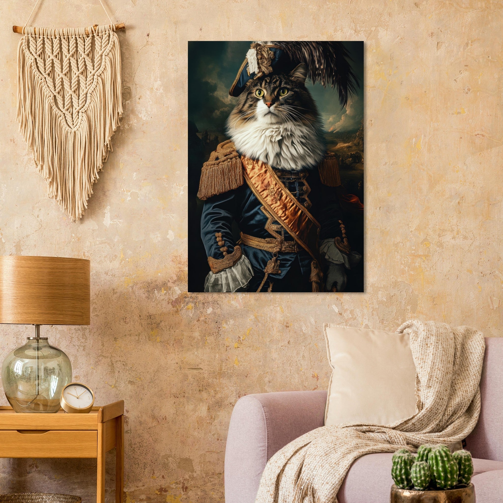 Aluminum Print Portrait - Baroque Military Commander Cat A fierce - looking 4 - Shop Ai Art WebShop - Digital Art online Store
