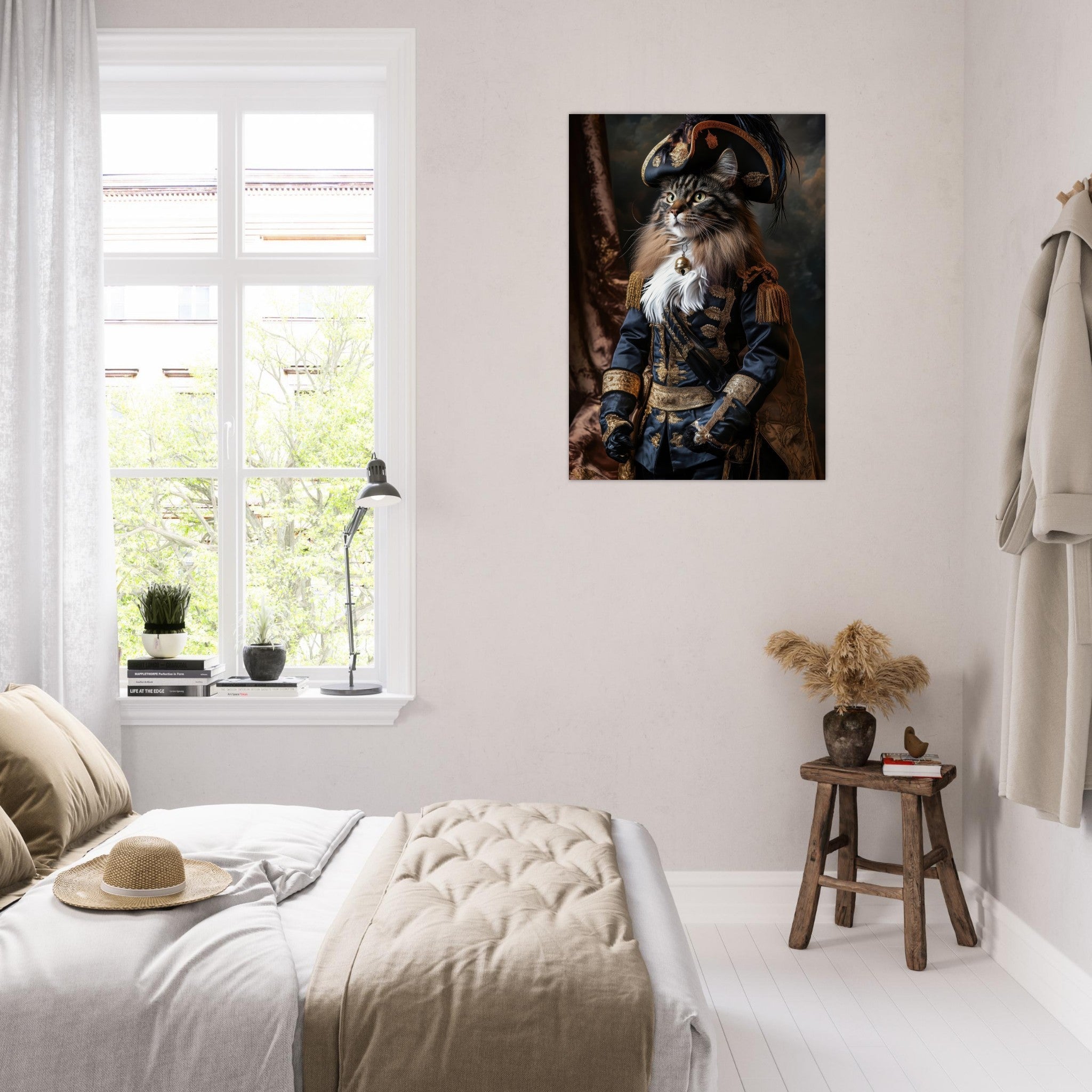 Aluminum Print Portrait - Baroque Military Commander Cat A fierce - looking - Shop Ai Art WebShop - Digital Art online Store