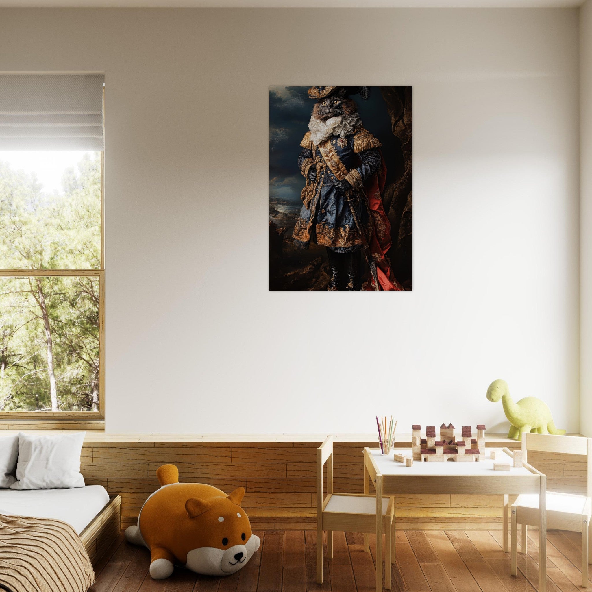 Aluminum Print Portrait - Baroque Military Commander Cat A fierce - looking 8 - Shop Ai Art WebShop - Digital Art online Store