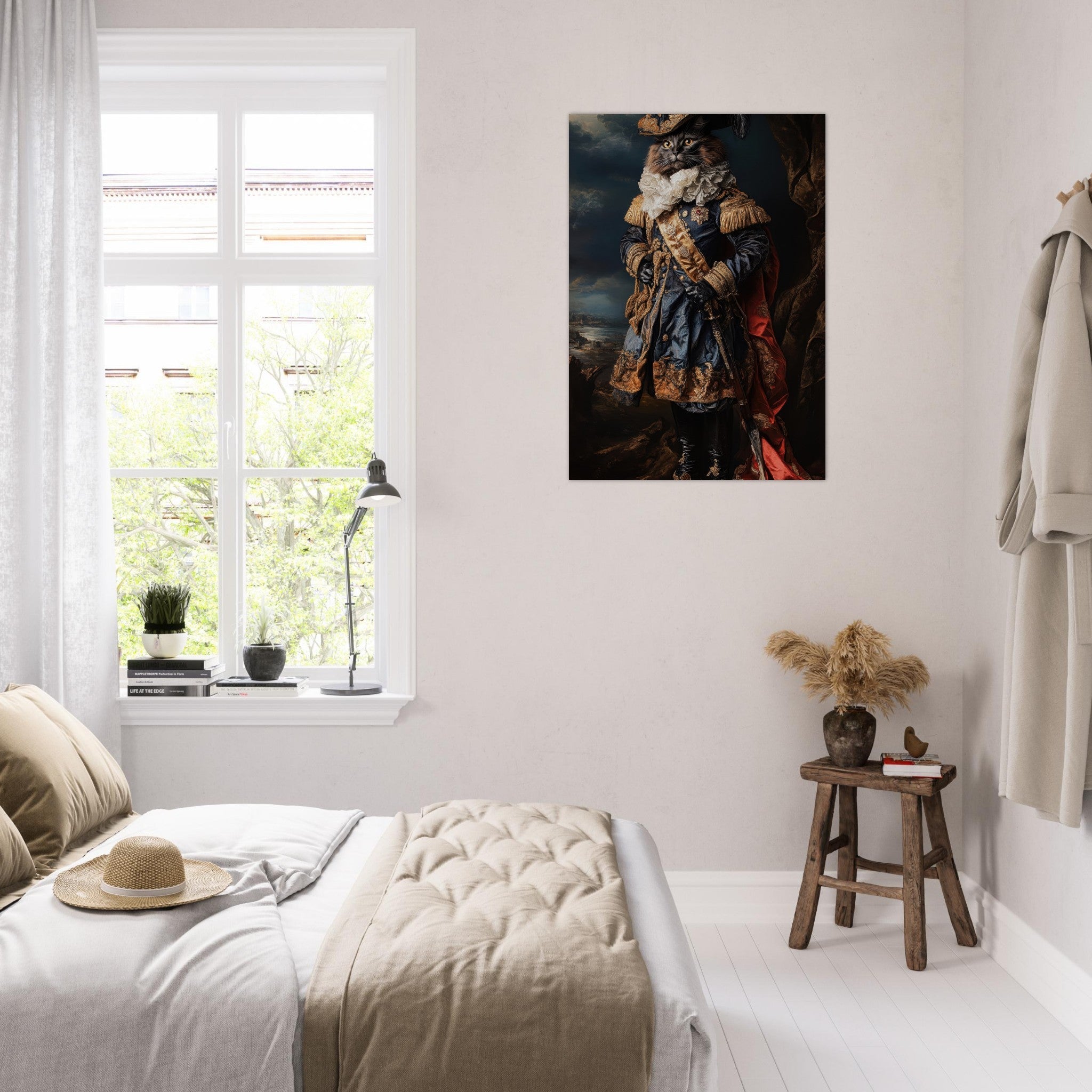 Aluminum Print Portrait - Baroque Military Commander Cat A fierce - looking 8 - Shop Ai Art WebShop - Digital Art online Store