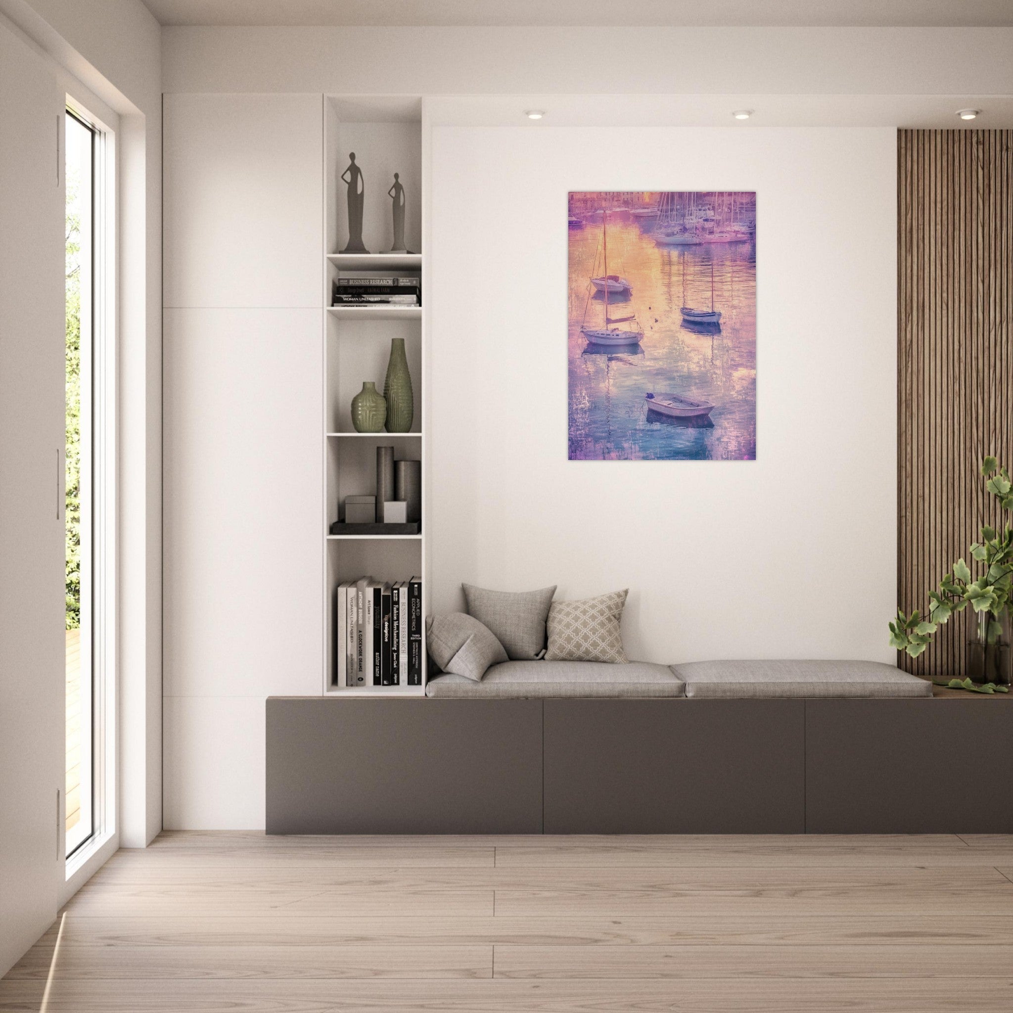 Aluminum Print Portrait - Boats at Dusk A harbor filled with gently rocky 3 - Shop Ai Art WebShop - Digital Art online Store