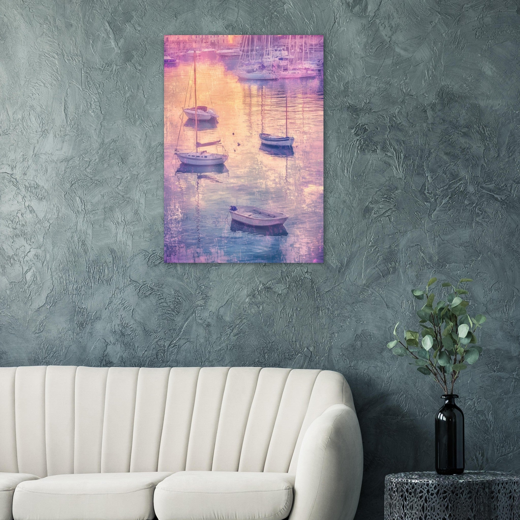 Aluminum Print Portrait - Boats at Dusk A harbor filled with gently rocky 3 - Shop Ai Art WebShop - Digital Art online Store